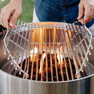 Solo Stove Holzkohlegrill tragbarer Holzkohlegrill Inkl Standfuß Grillhaube Grillzange Hülle, Ø 56cm, mobiler Kugelgrill, 6 Personen, 48x63x66cm, Holzkohlegriller, grillen, mit Deckel XXL, Edelstahl, rund, mobil tragbar Stand Grill Camping, mobiler Kohlegrill, BBQ Grill Holzkohle, Outdoor Tragbar Groß, Garten