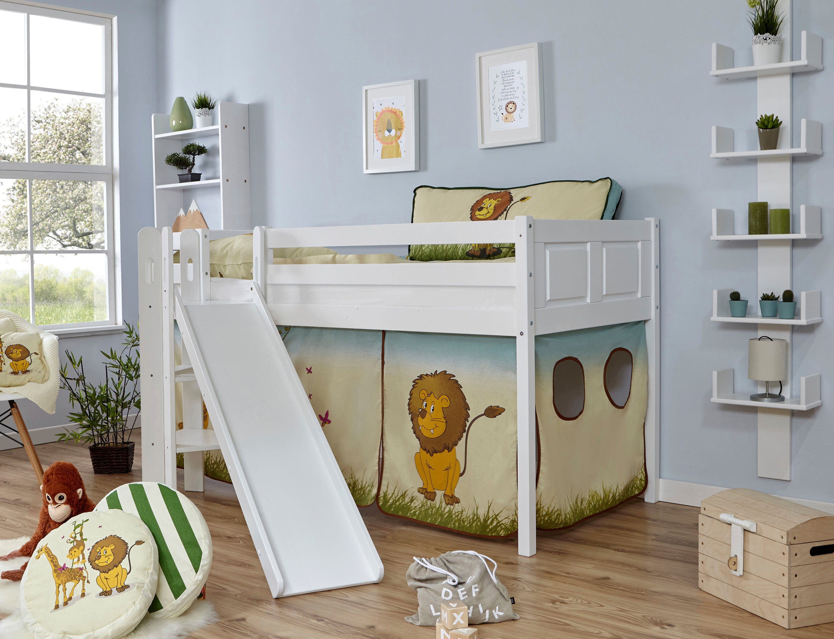Ticaa Hochbett Ekki Mit Rollrost Und Textil Set