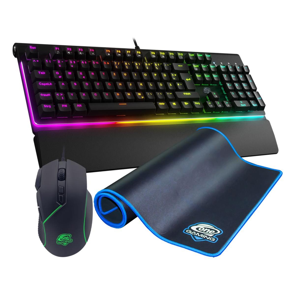 ONE GAMING Advanced Bundle 01 Tastatur-, Maus- und Mauspad-Set