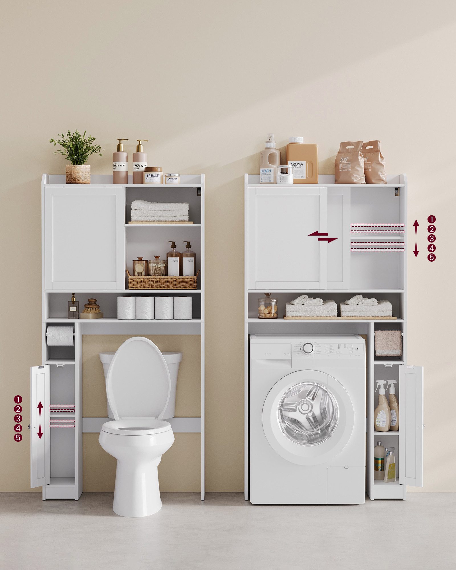 VASAGLE Badregal Toilettenregal Badezimmerregal, Waschmaschinenregal mit Sc günstig online kaufen