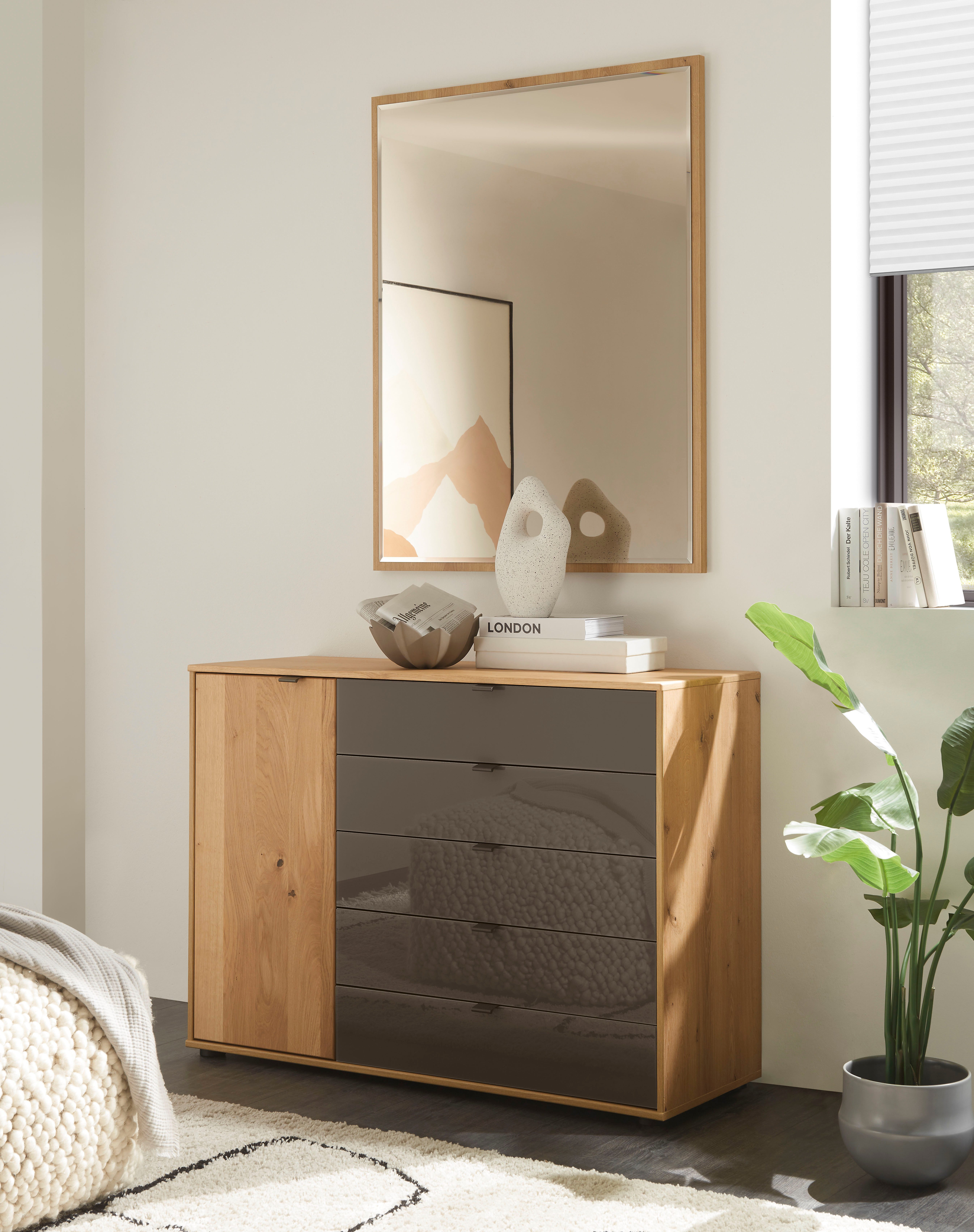 WIEMANN Kombikommode Cardiff Sideboard, Wäscheschrank, teilmassiv Bianco-Eiche, Schubladen (Kommode 120x86x43 cm, braun, mit Dämpfung, MADE IN GERMANY), verschiedenen Ausführungen, inklusive Einlegeboden