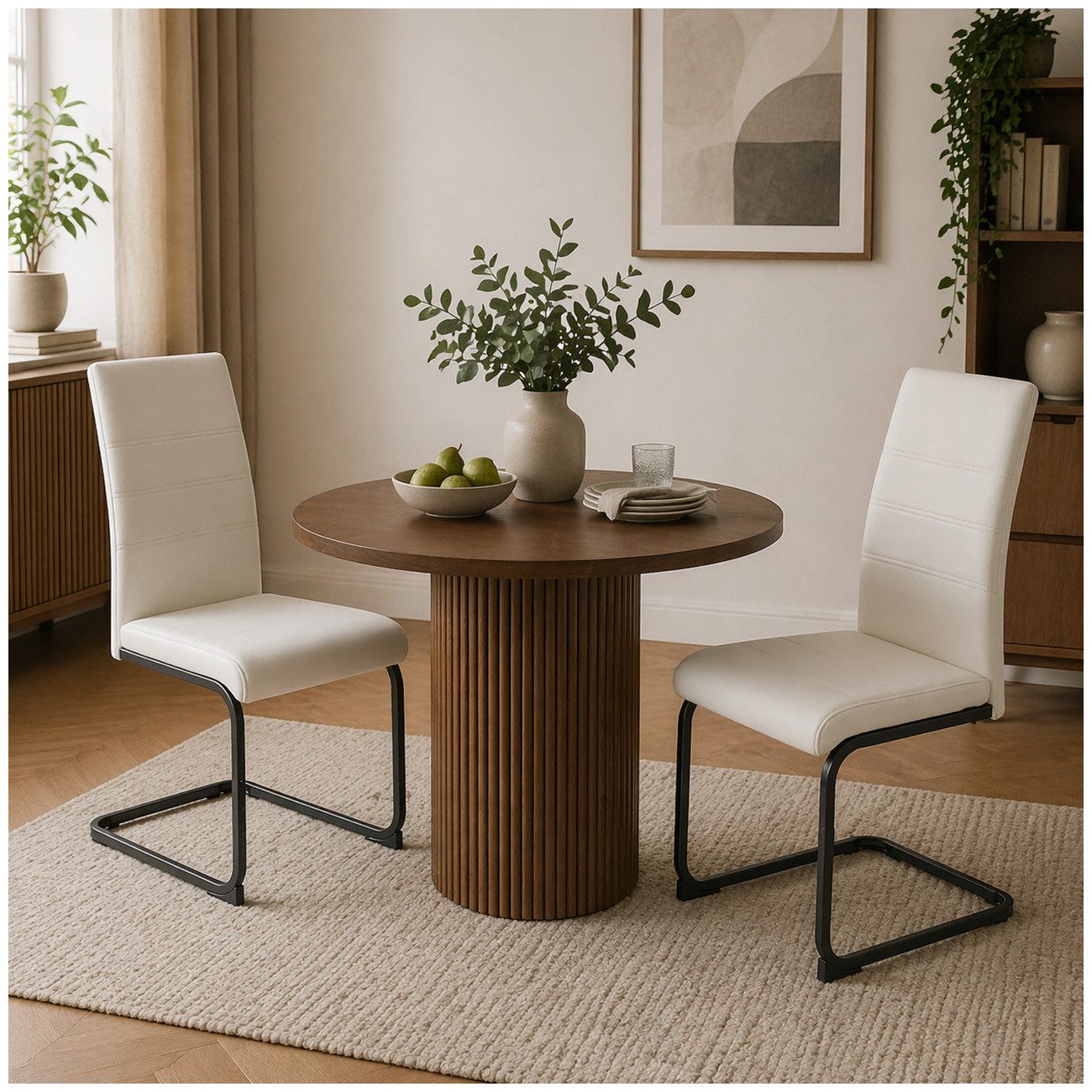 HTI-Living Freischwinger Schwingstuhl SallyP PU Beige (Set, 2 St), Freischwinger Esszimmerstuhl Kunstleder