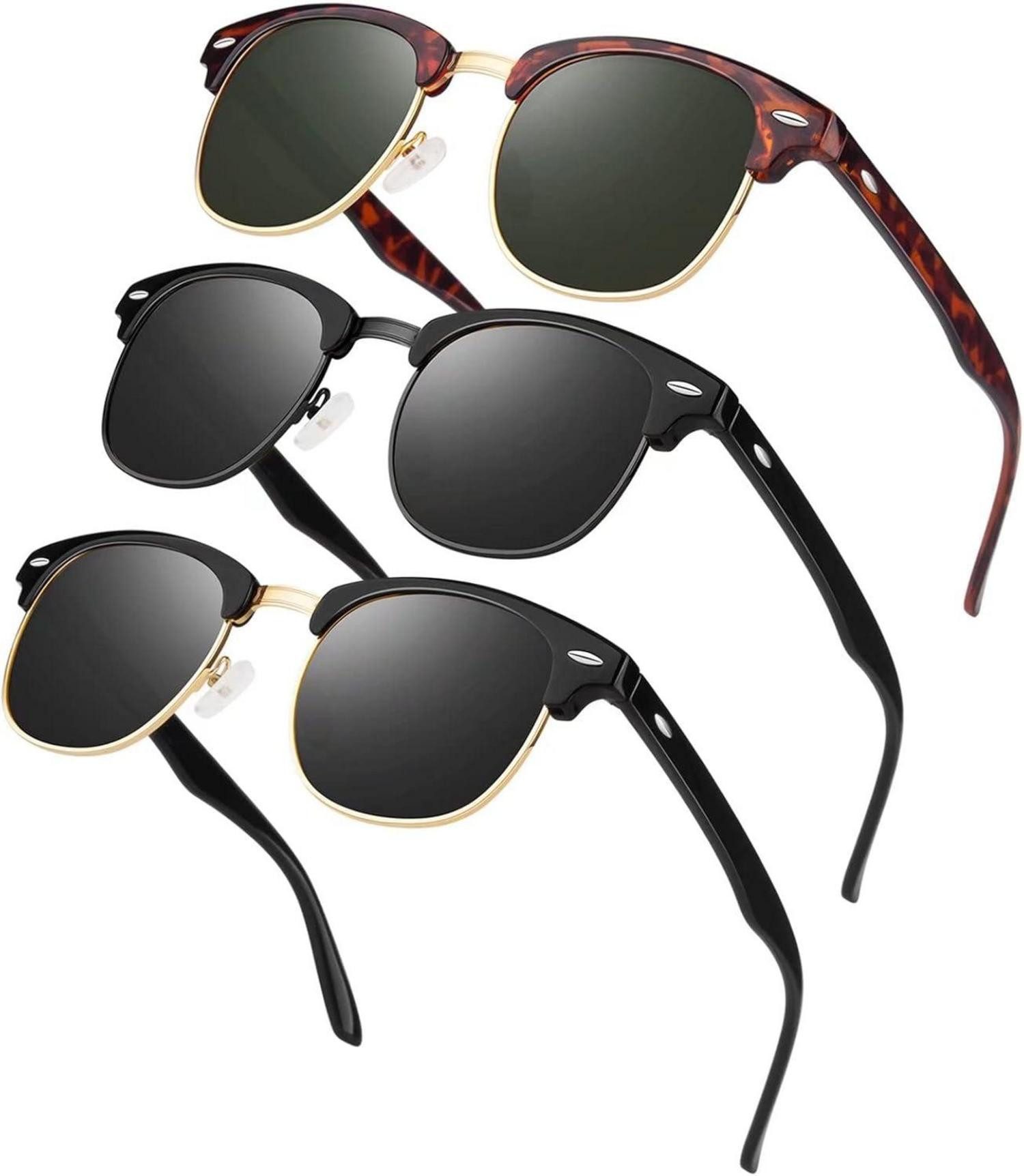 Retrosonnenbrille Polarisierte Retro Sonnenbrille Halbrahmen 100% UV400 für Herren Damen