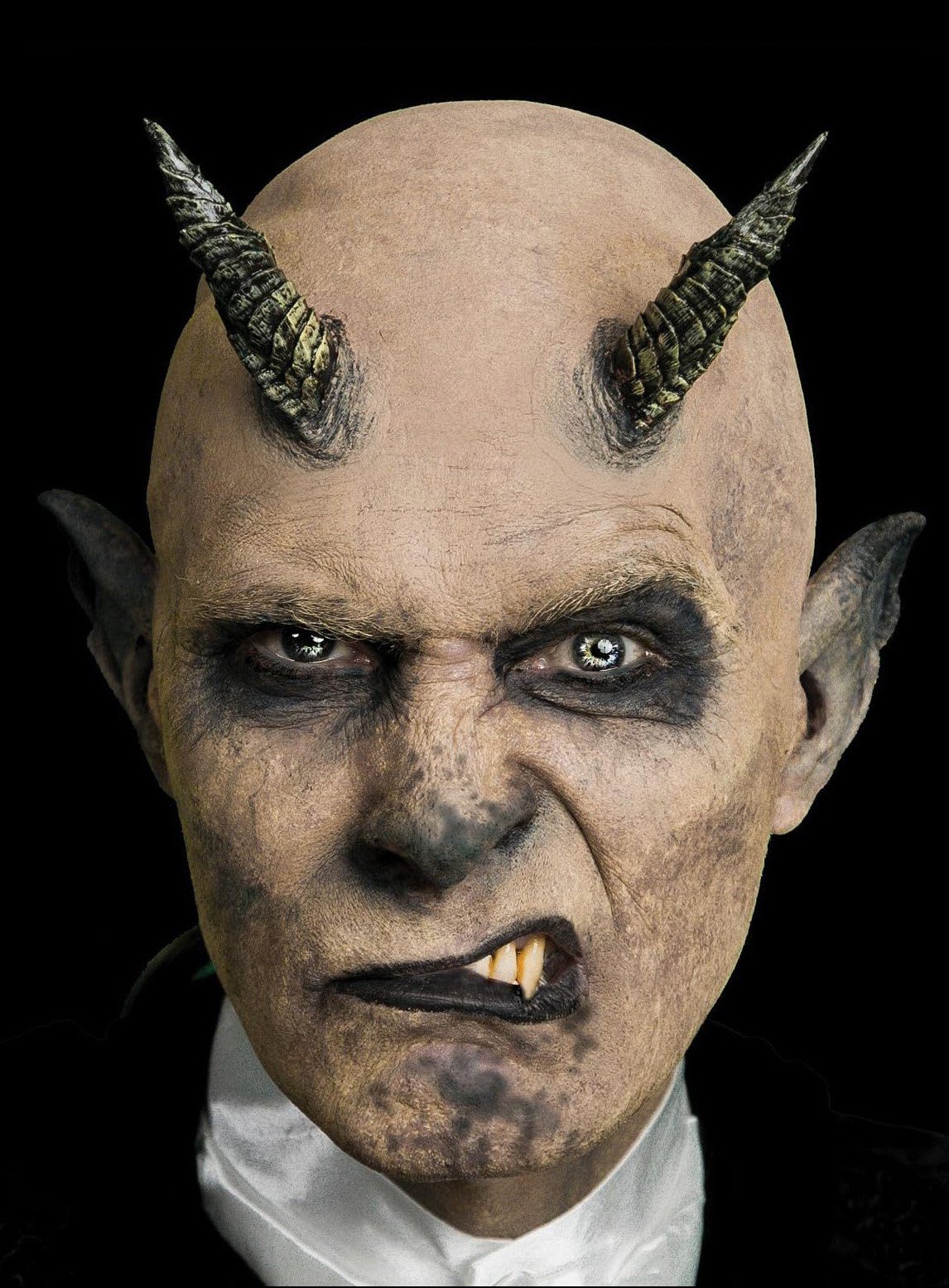 Tinsley Kostüm Schuppige Teufelshörner, Gewundene, echsenhafte Latexhörner zum Ankleben auf die Stirn