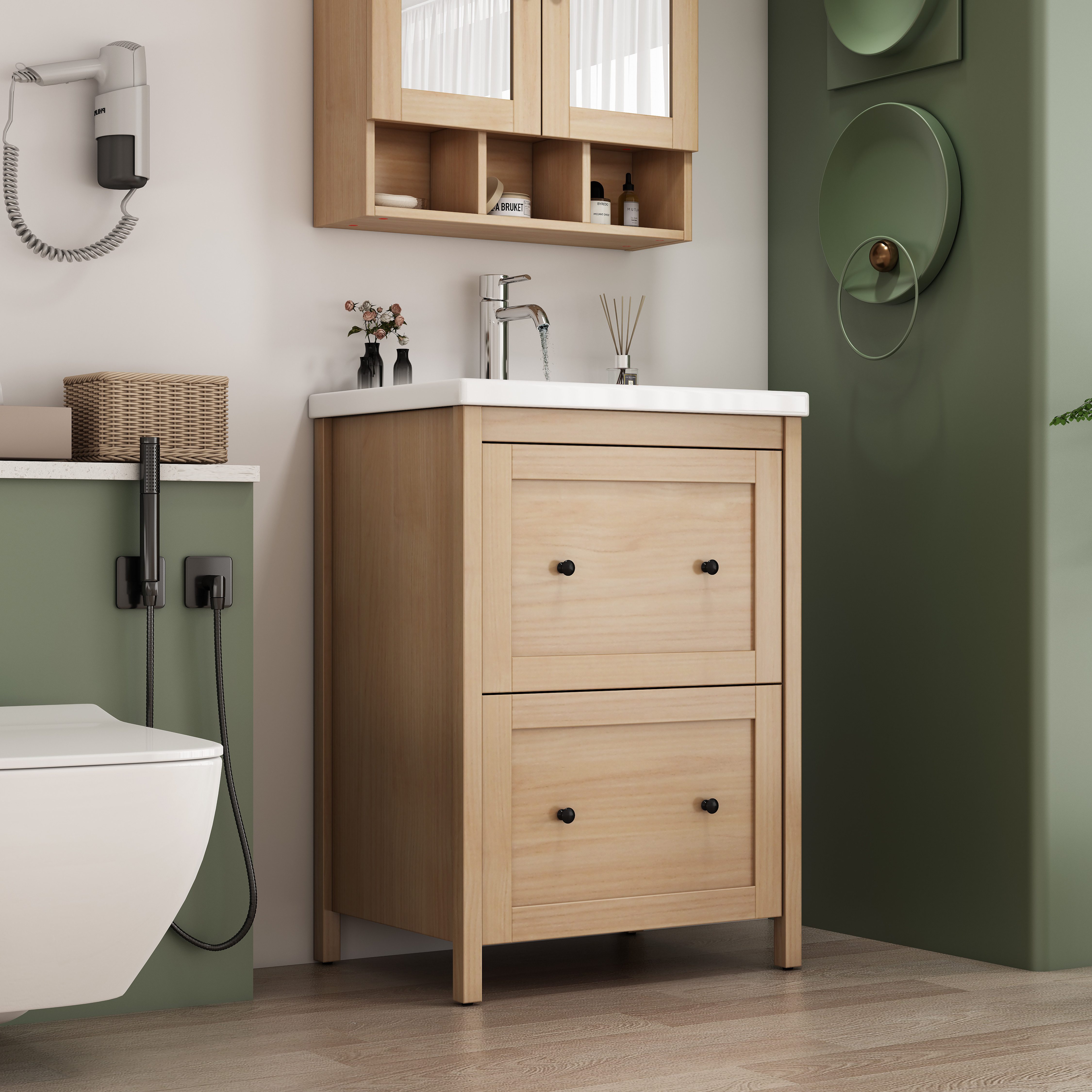 welltime Waschtisch Stockholm (Komplett-Set), Waschplatz mit 2 Auszügen und günstig online kaufen