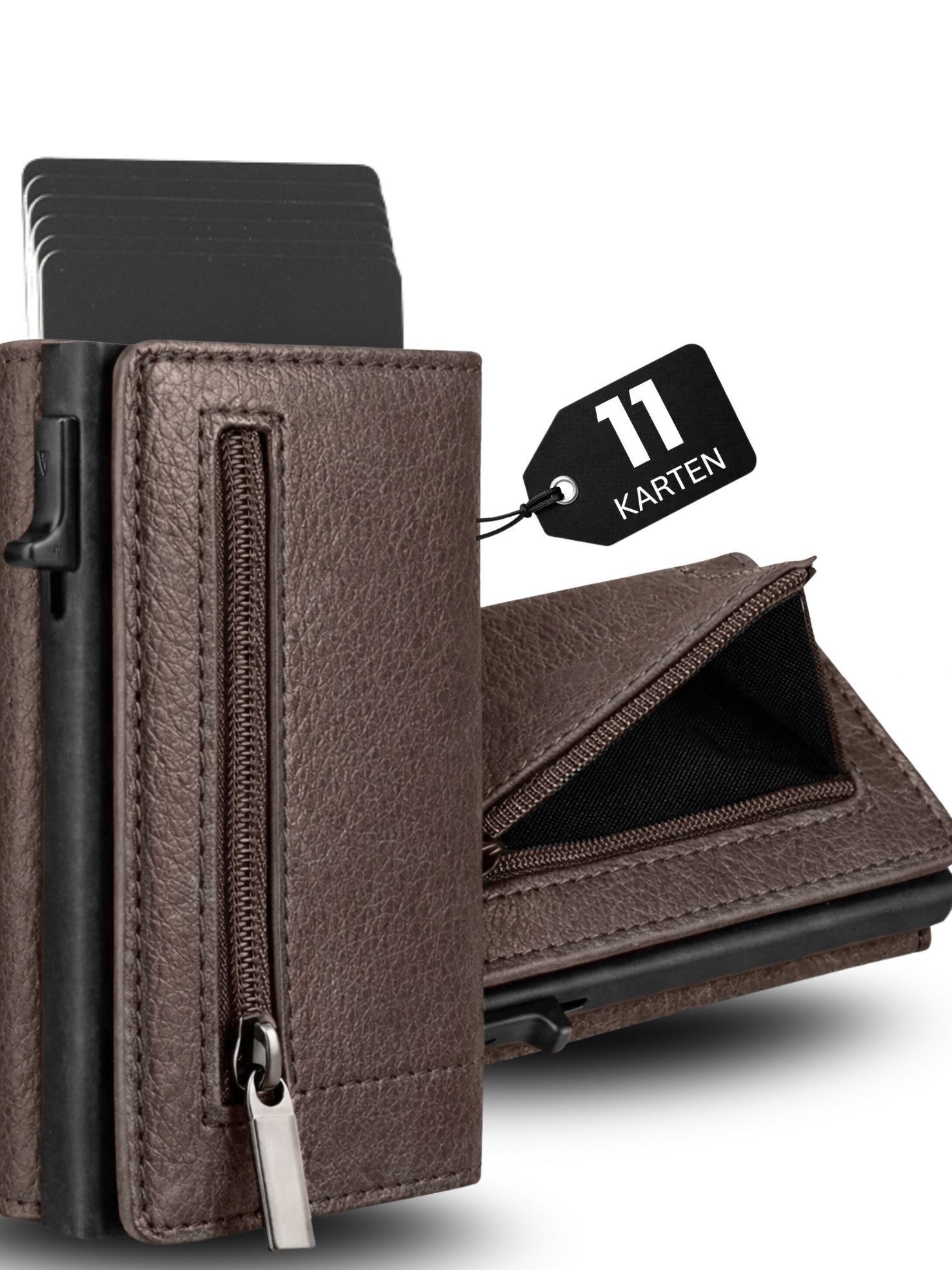 S&T Design Brieftasche S&T Design RFID Blocker Cardholder Slim Wallet Herren veganem Leder (S&T Design portemonnaie, Mit Geschenk verpackung), 8 Kartenfächer, Hochwertiges Material, Elegant, Geschenkbox