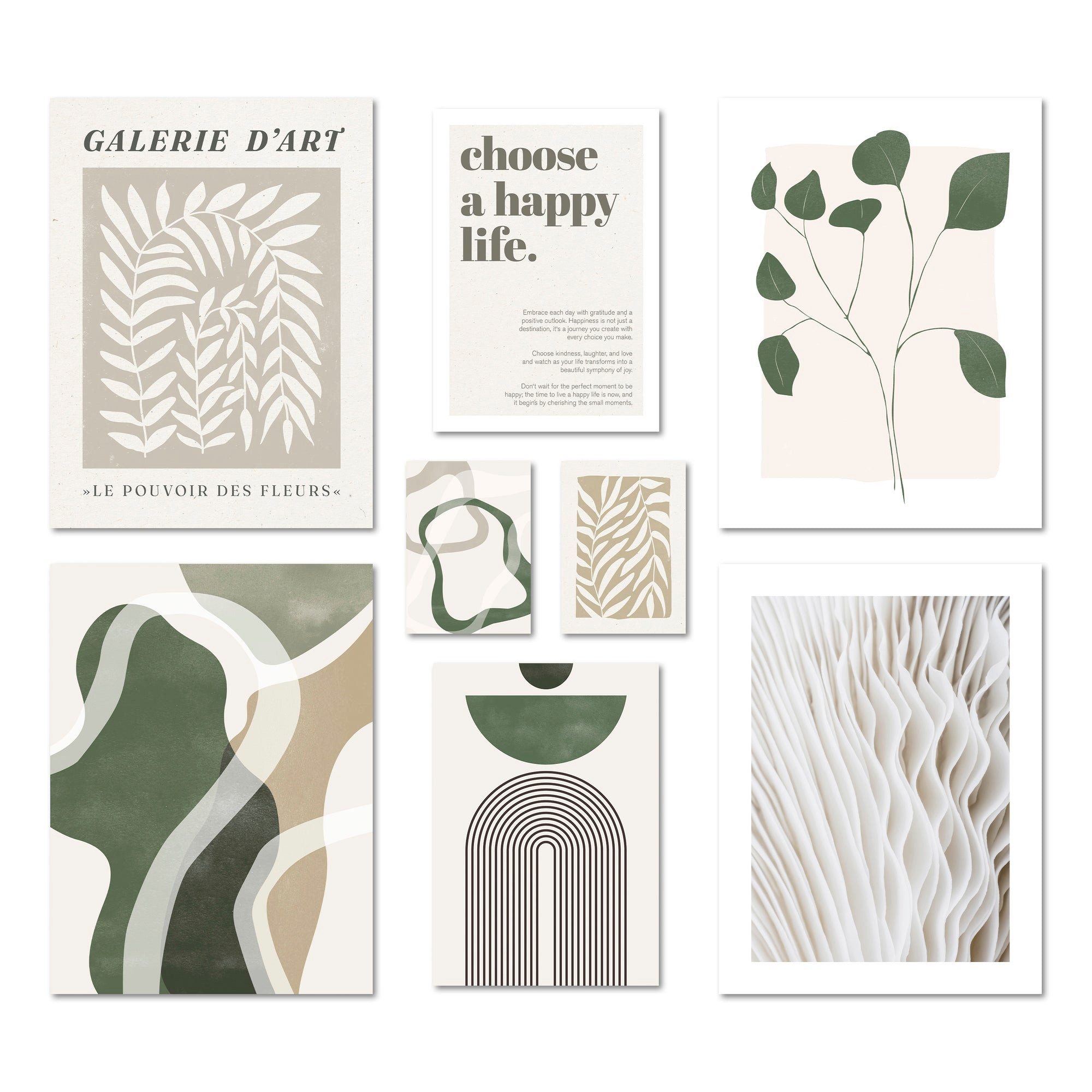 Bilder-Collage Poster Set - GREEN MID CENTURY - Deko Wandbilder mid century, grün, be
