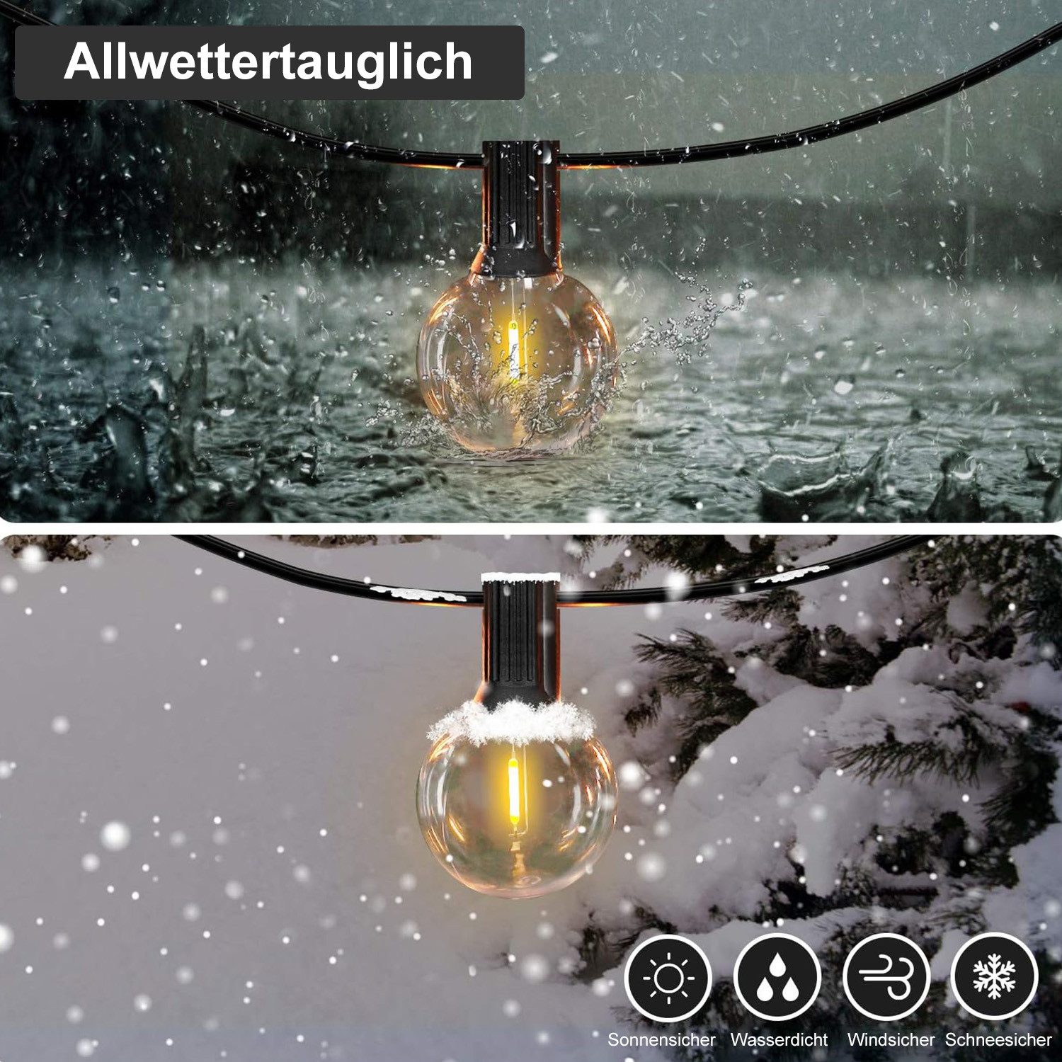 LMaxhome LED-Lichterkette G40Glühbirnen Gartenleuchte Außen Biergartenkette günstig online kaufen