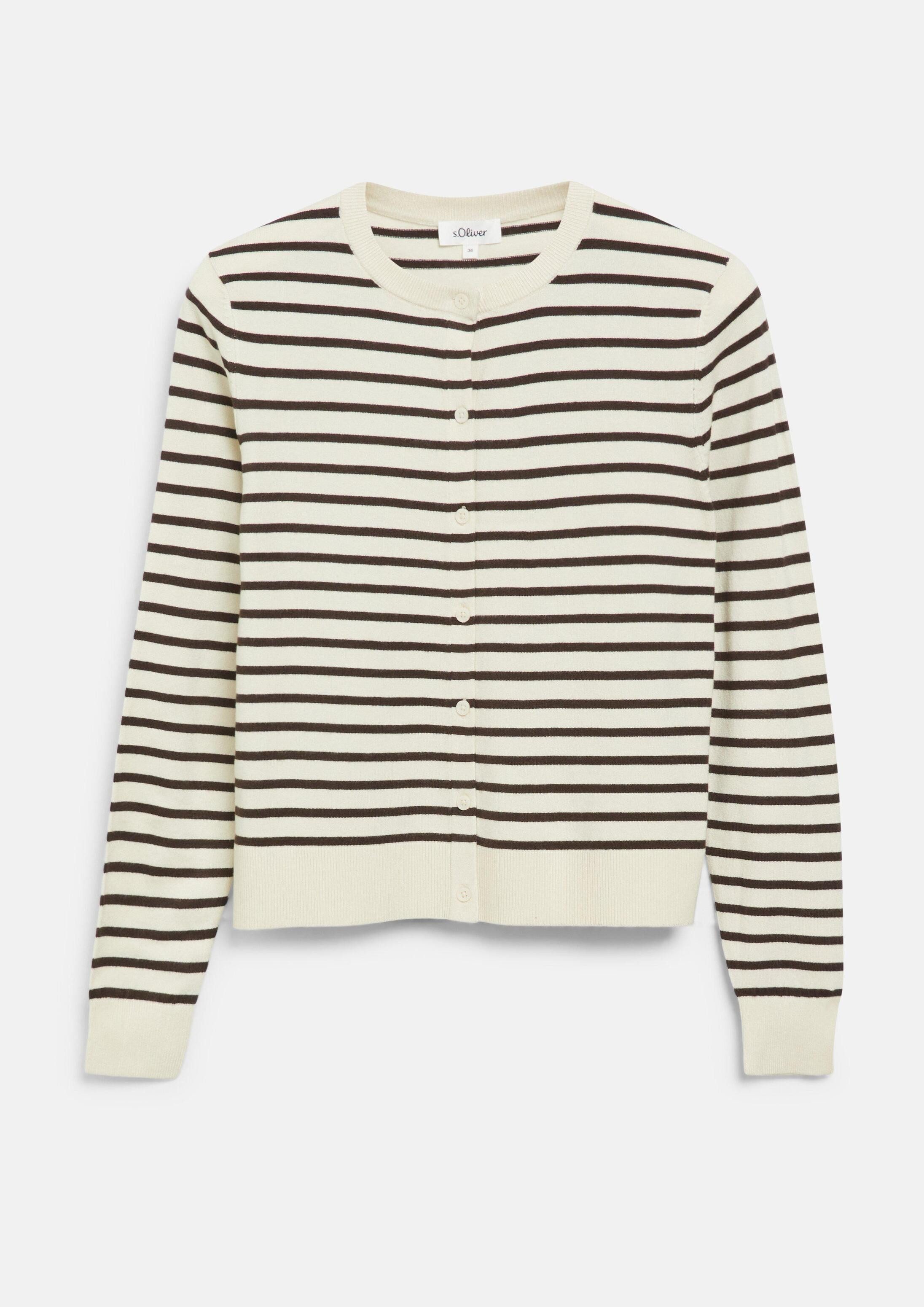 s.Oliver Cardigan Strickjacke Geringelte Strickjacke mit Knopfleiste