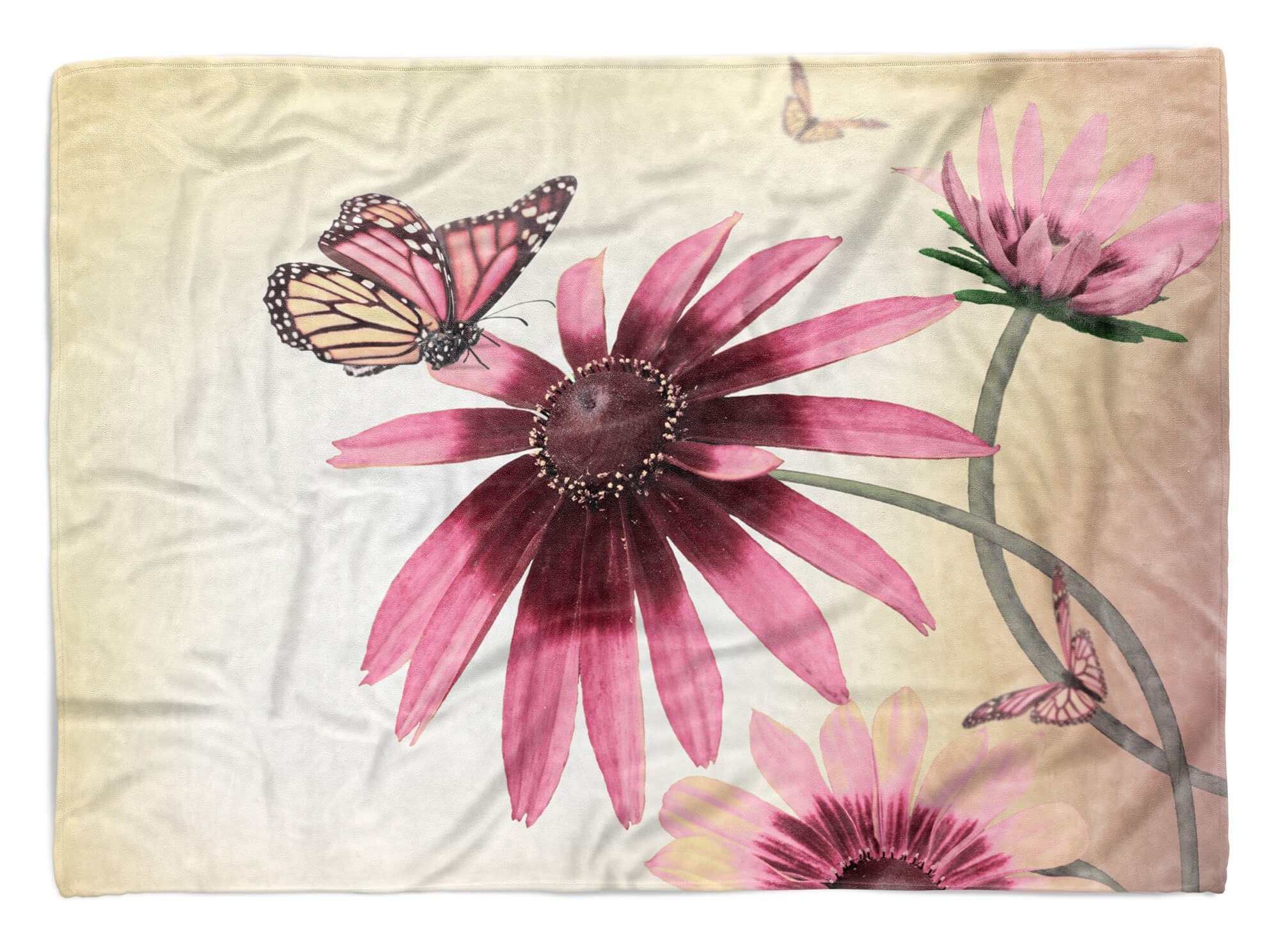 Sinus Art Handtücher Handtuch Strandhandtuch Saunatuch Kuscheldecke mit Fotomotiv Schmetterlinge Blu, Baumwolle-Polyester-Mix (1-St), Handtuch