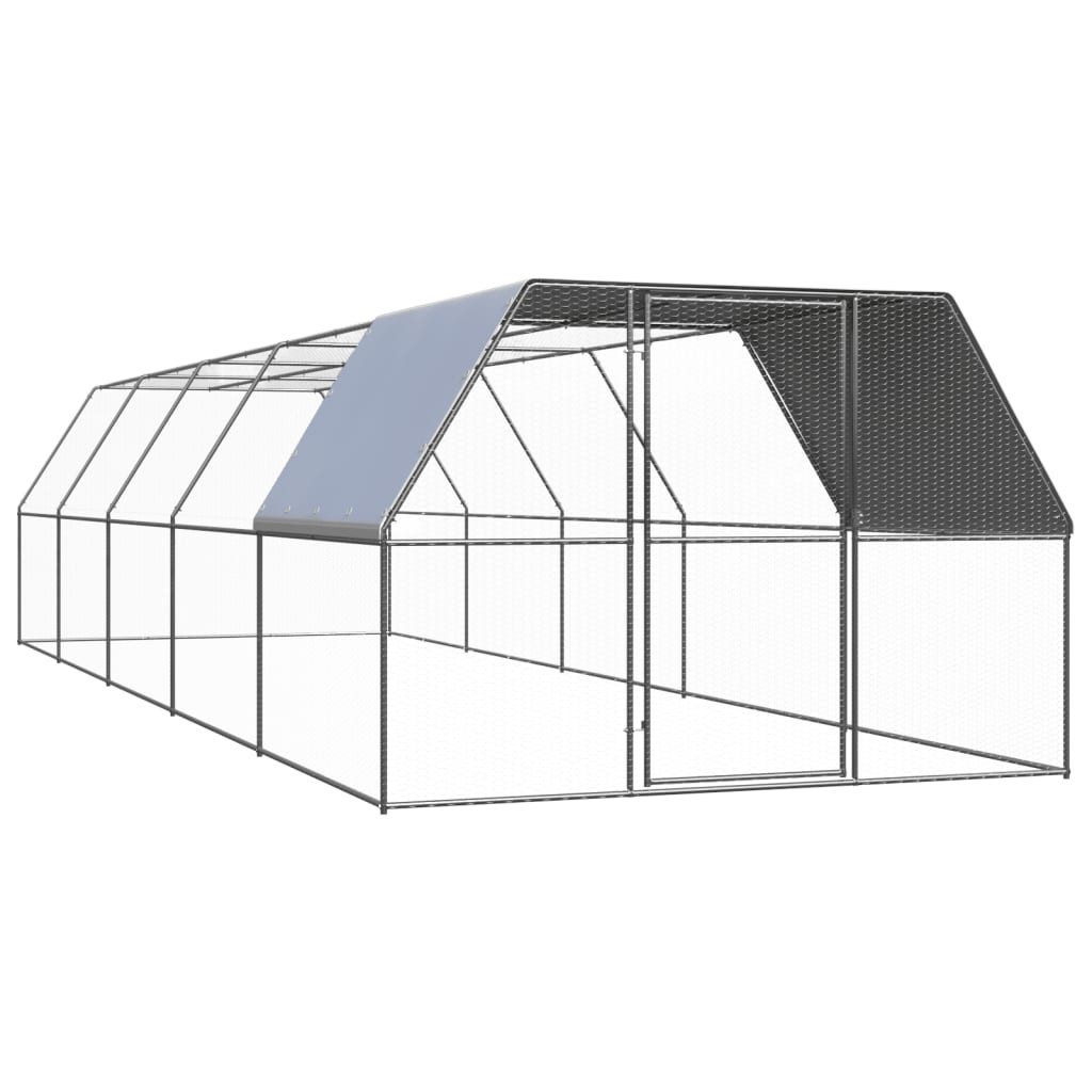 vidaXL Hühnerstall, Outdoor-Hühnerkäfig 3x10x2 m Verzinkter Stahl