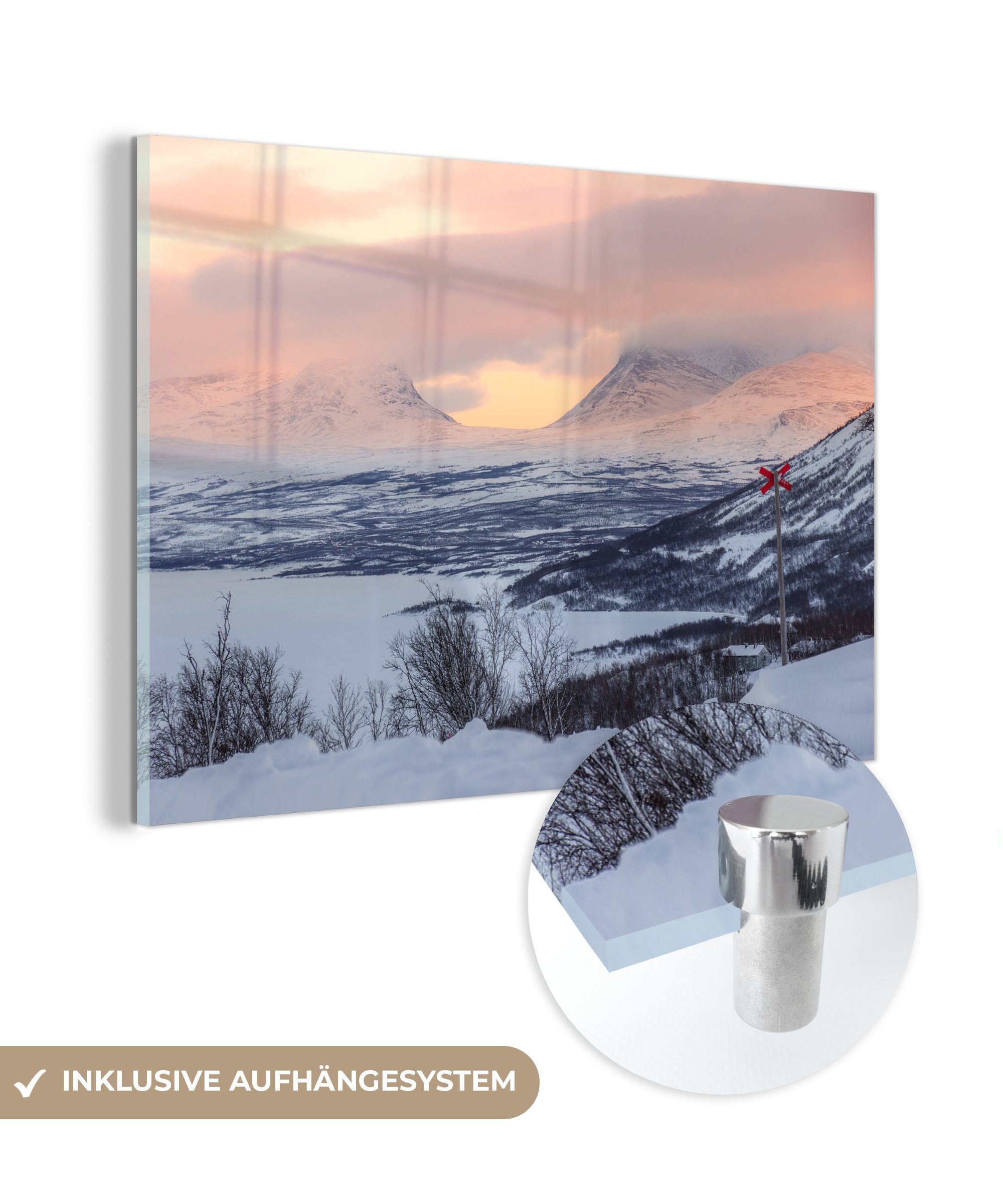 MuchoWow Acrylglasbild Die Winterlandschaft des Abisko-Nationalparks in Schweden, (1 St), Acrylglasbilder Wohnzimmer & Schlafzimmer