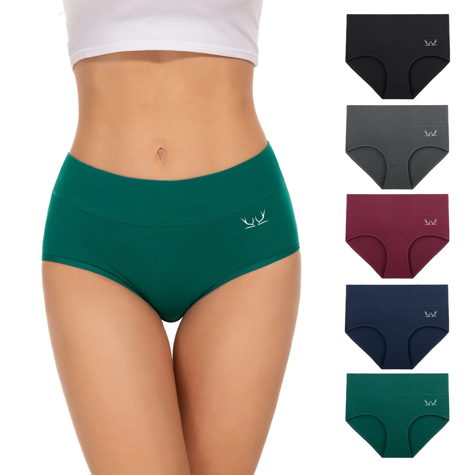 TANSTC Taillenslip Unterhosen Damen Baumwolle Slip (Packung, 5er-Pack) atmungsaktiv, hautfreundlich, elastisch, formbeständig