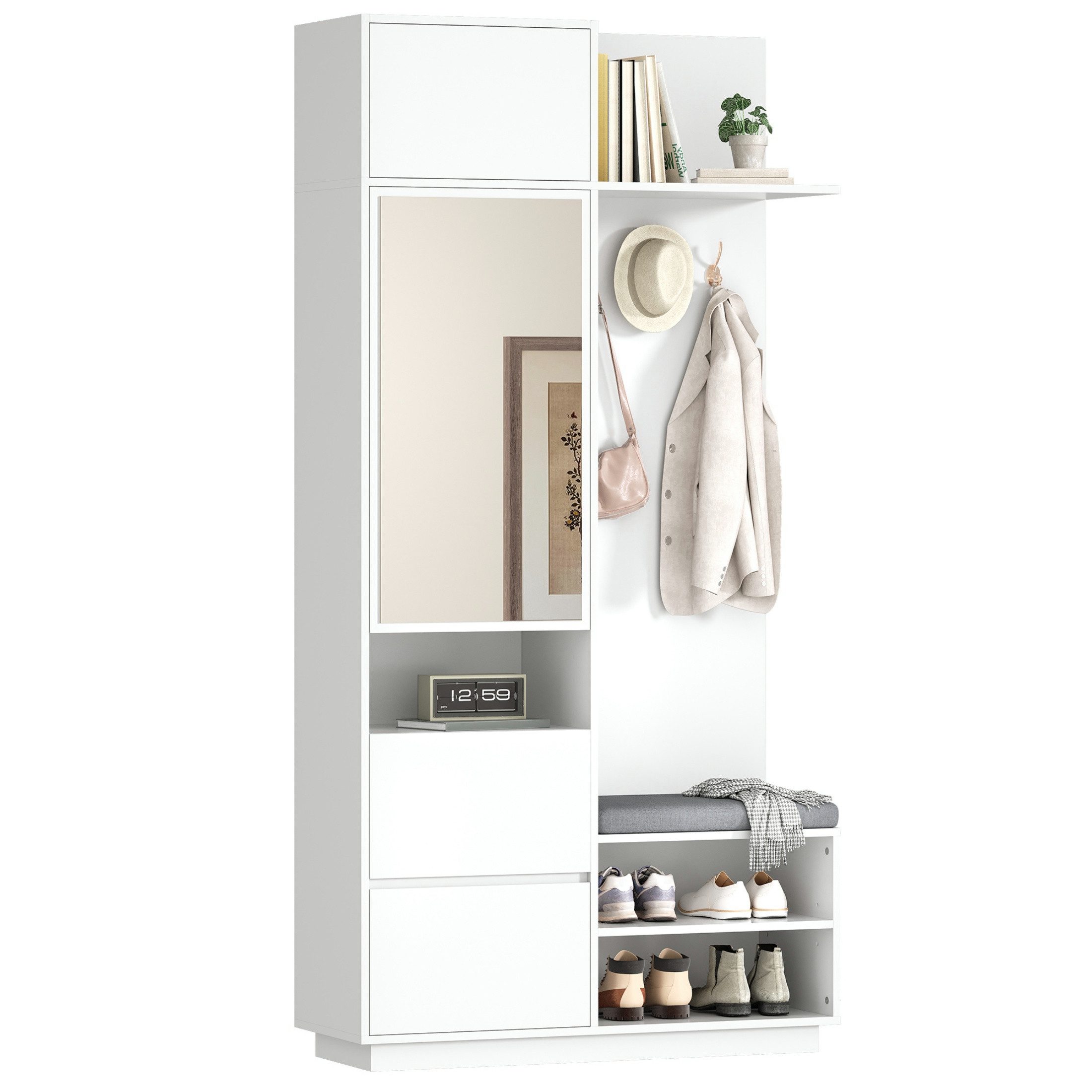 autolock Garderoben-Set Kompaktgarderobe Flurgarderobe mit Spiegel, Sitzban günstig online kaufen