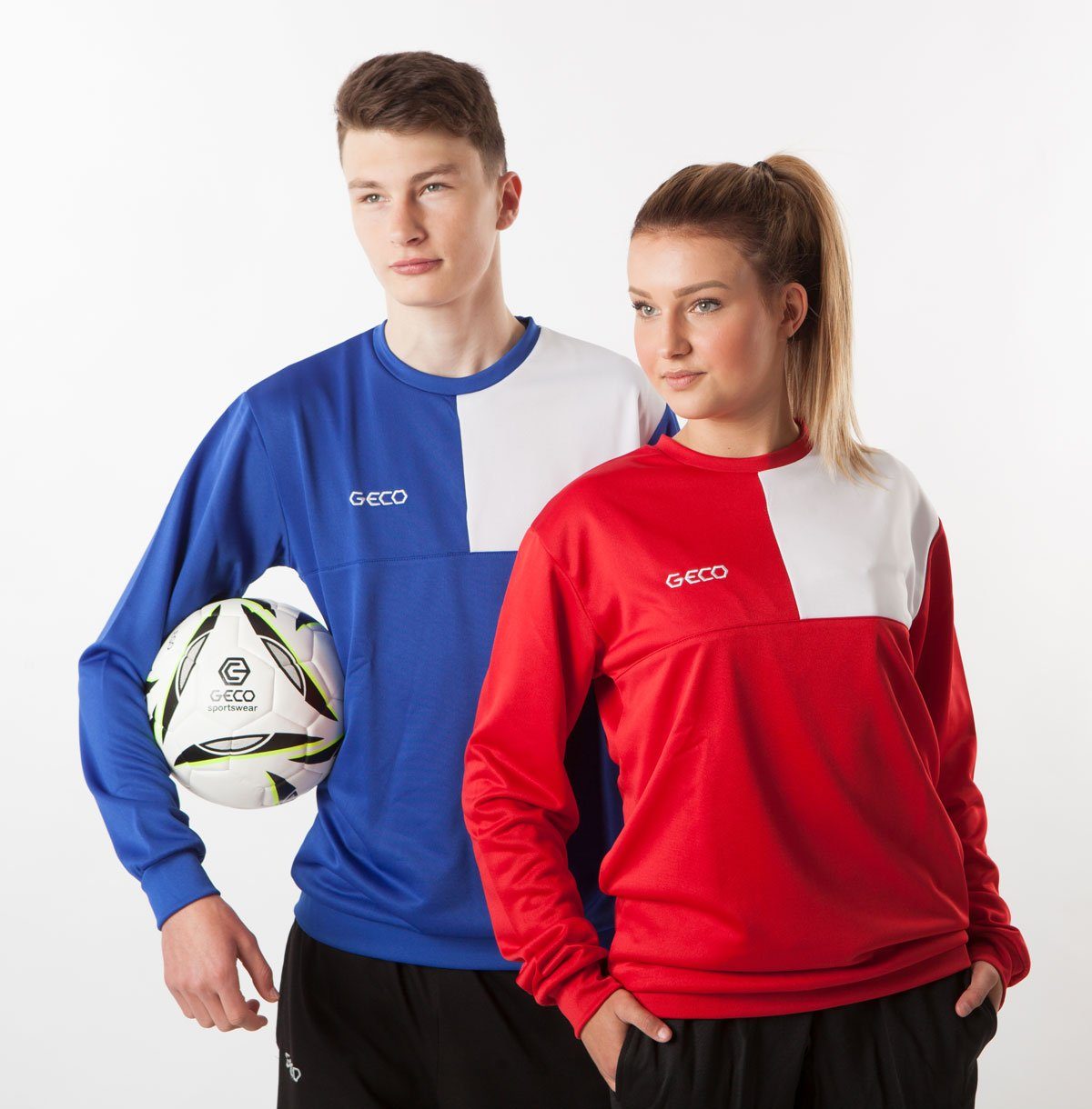 Geco zweifarbig Sweatshirt Sportswear Kusi Geco Sweatshirt Trainings rot Fußball