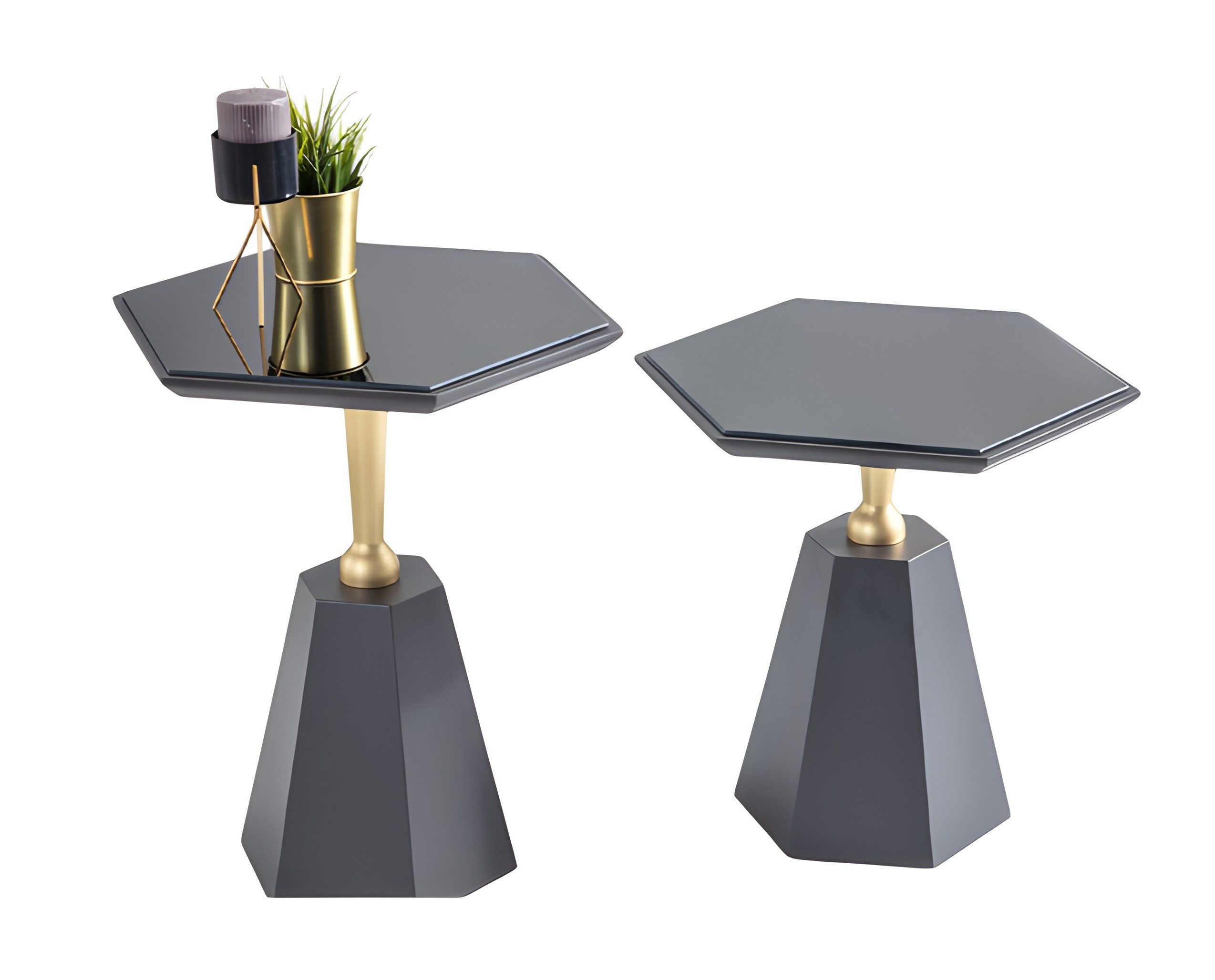 Xlmoebel Beistelltisch Sechseckige graue Tische vereinen Ästhetik und Funktionalität, Made in Europa