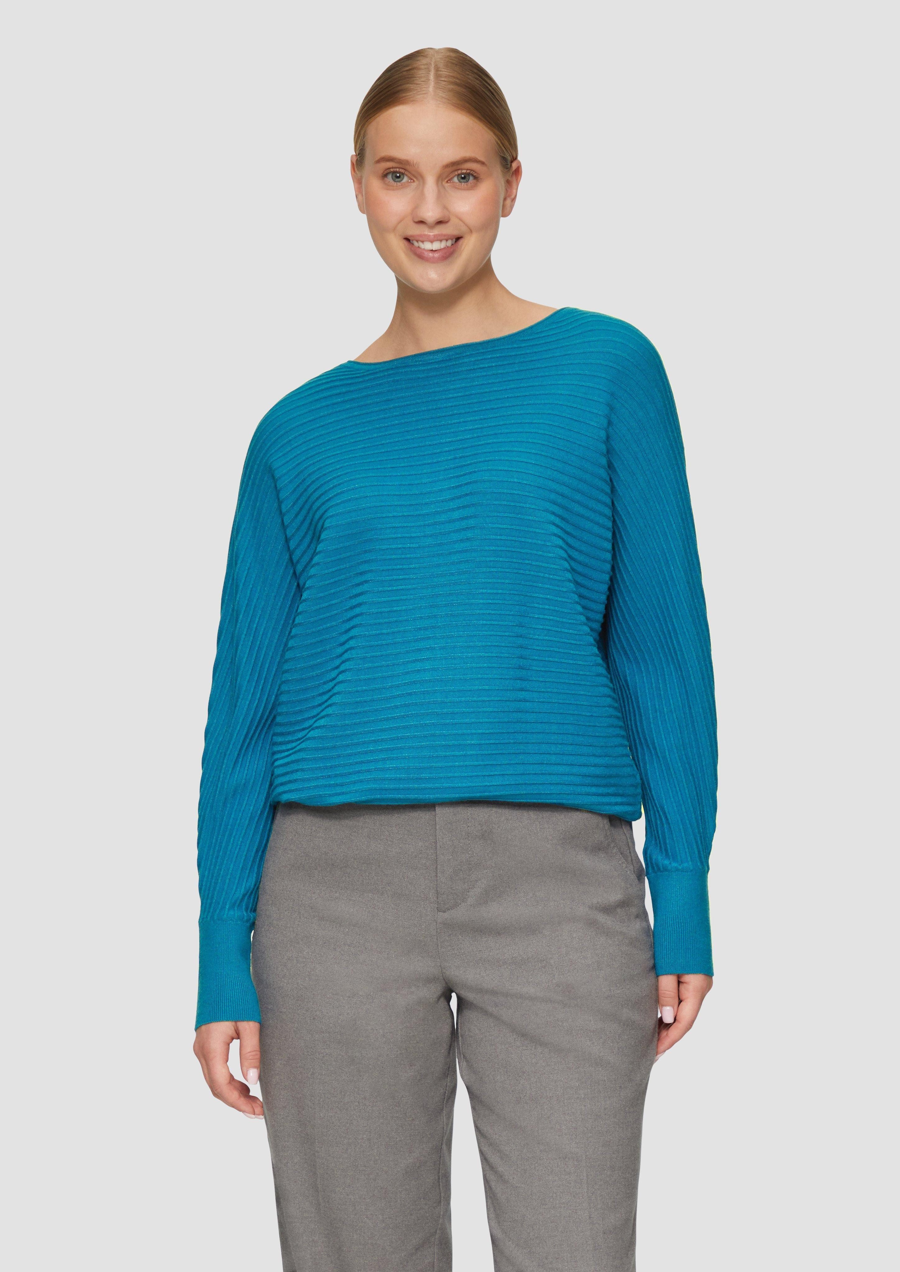 Strickpullover Strukturierter Strickpullover mit Fledermausärmeln