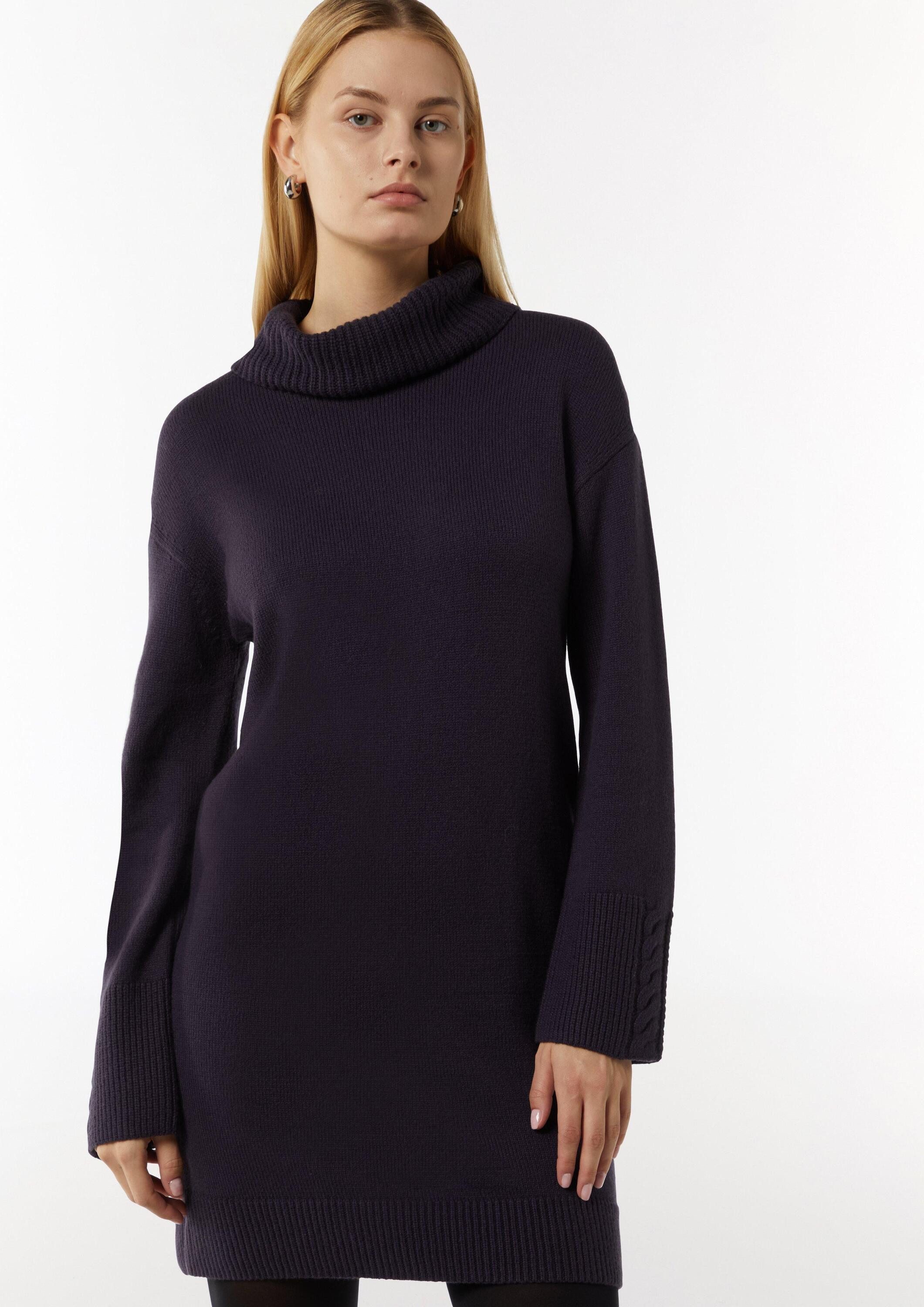 comma Minikleid Kleid Mini-Strickkleid mit Zopfdetail am Ärmel