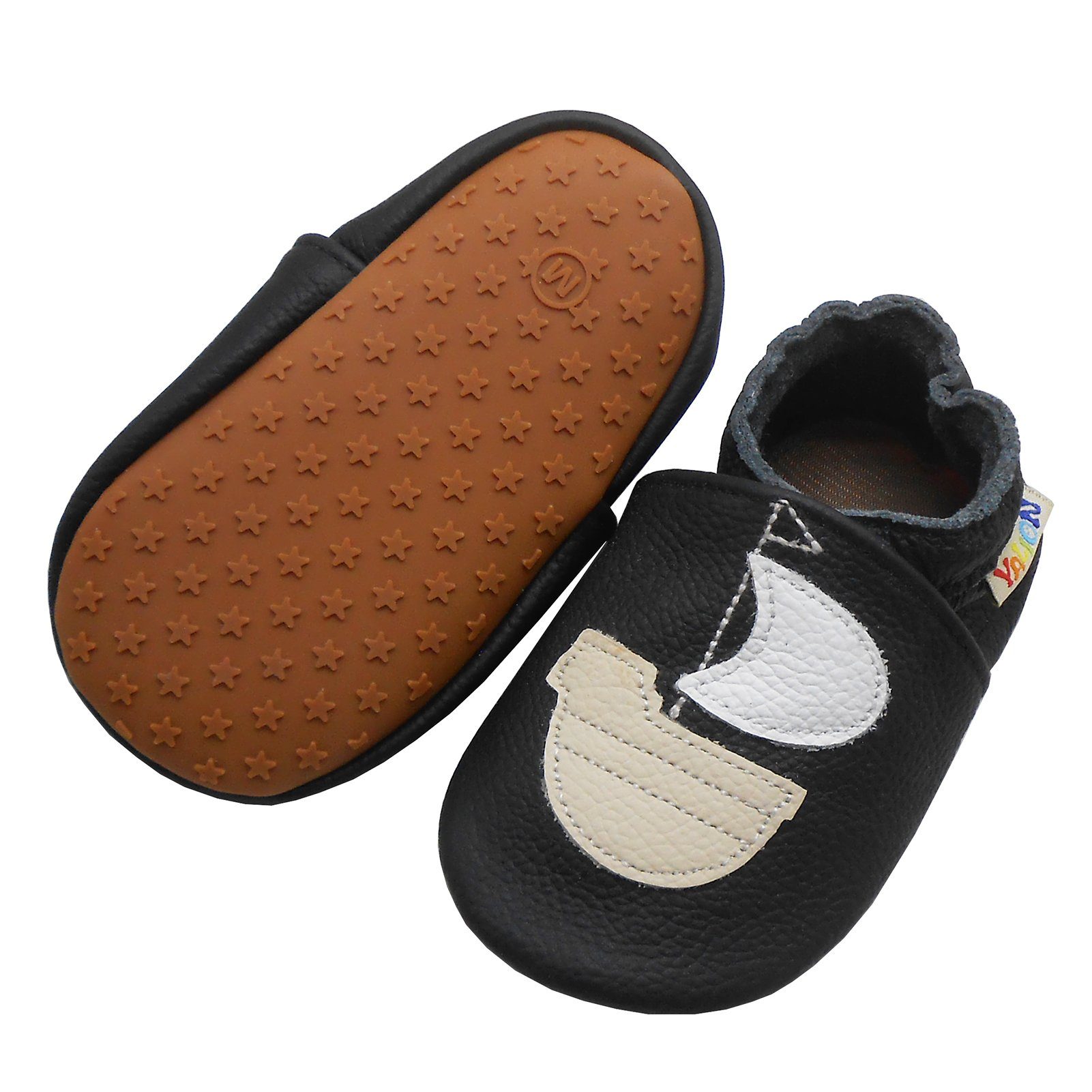 Yalion Yalion Baby Weiche Leder Lauflernschuhe Hausschuhe Lederpuschen Krabbelschuh elastisch
