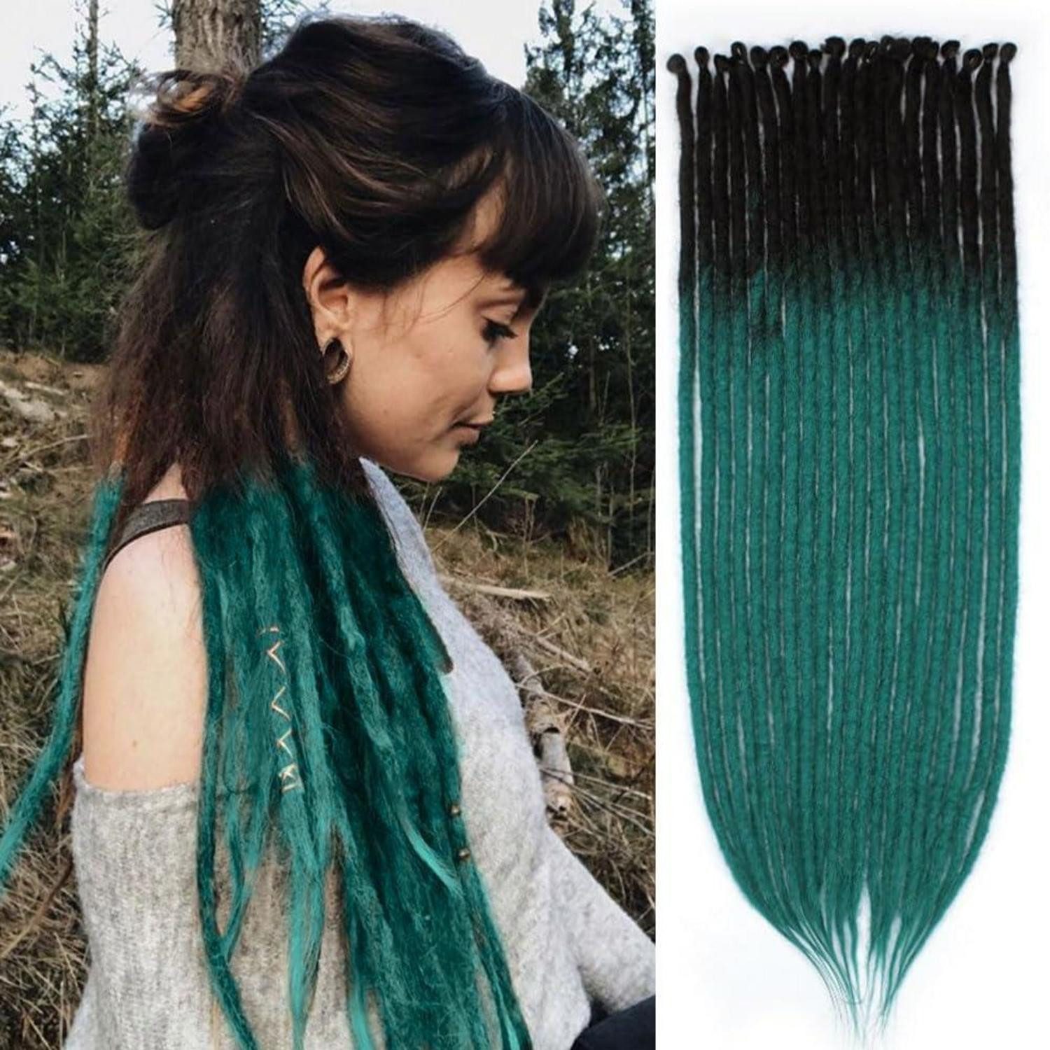 LuxusKollektion Kunsthaar-Extension Dreadlocks Extensions Crochet Haarzöpfe Single-ended Schwarz zu Grün