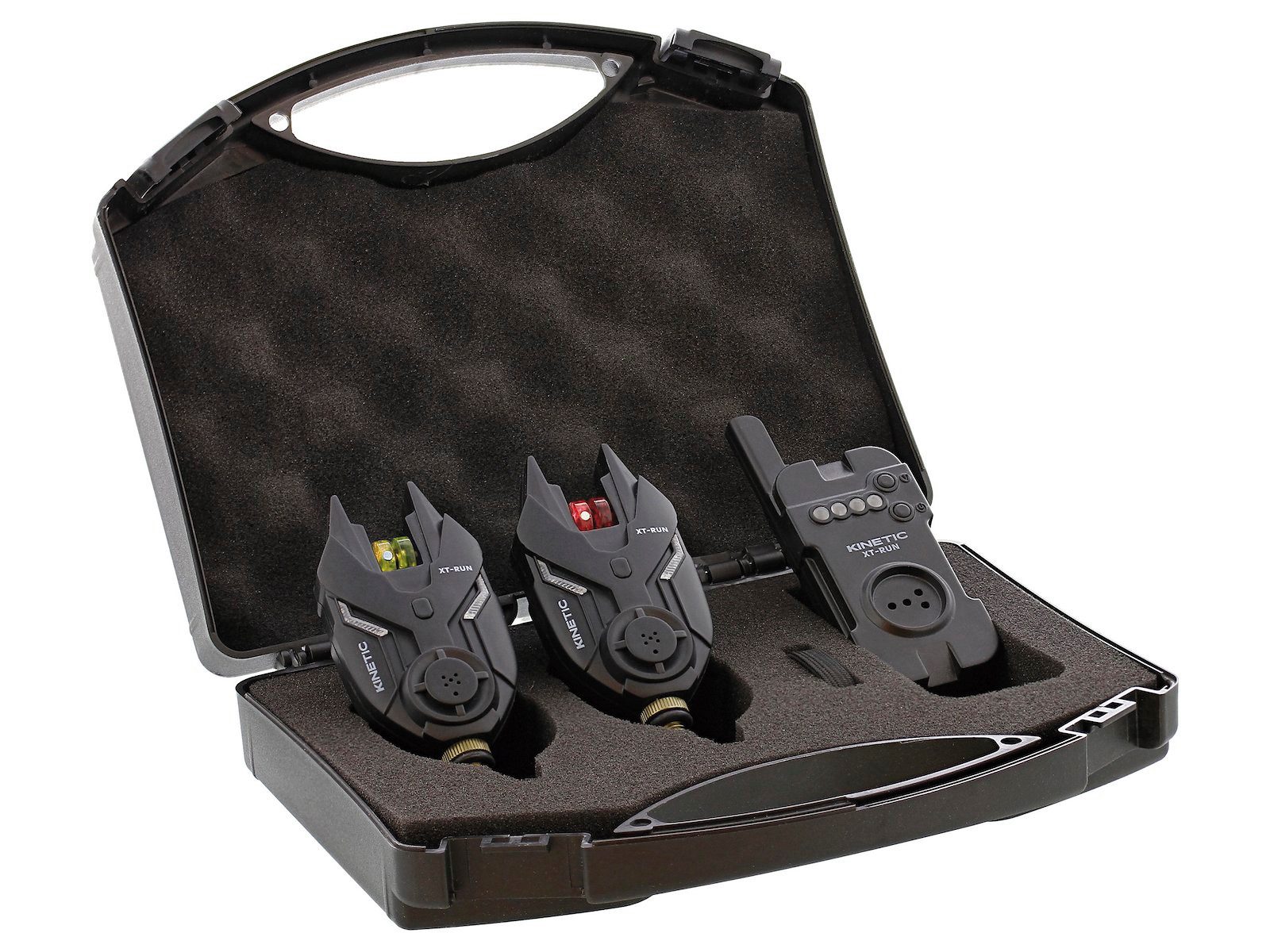 Kinetic Bissanzeiger XT-RUN BITE ALARM SET 2+1 - Bissanzeiger + Empfänger - Funk - Koffer, (3-St), Lautstärkeregler kann auf Null eingestellt werden