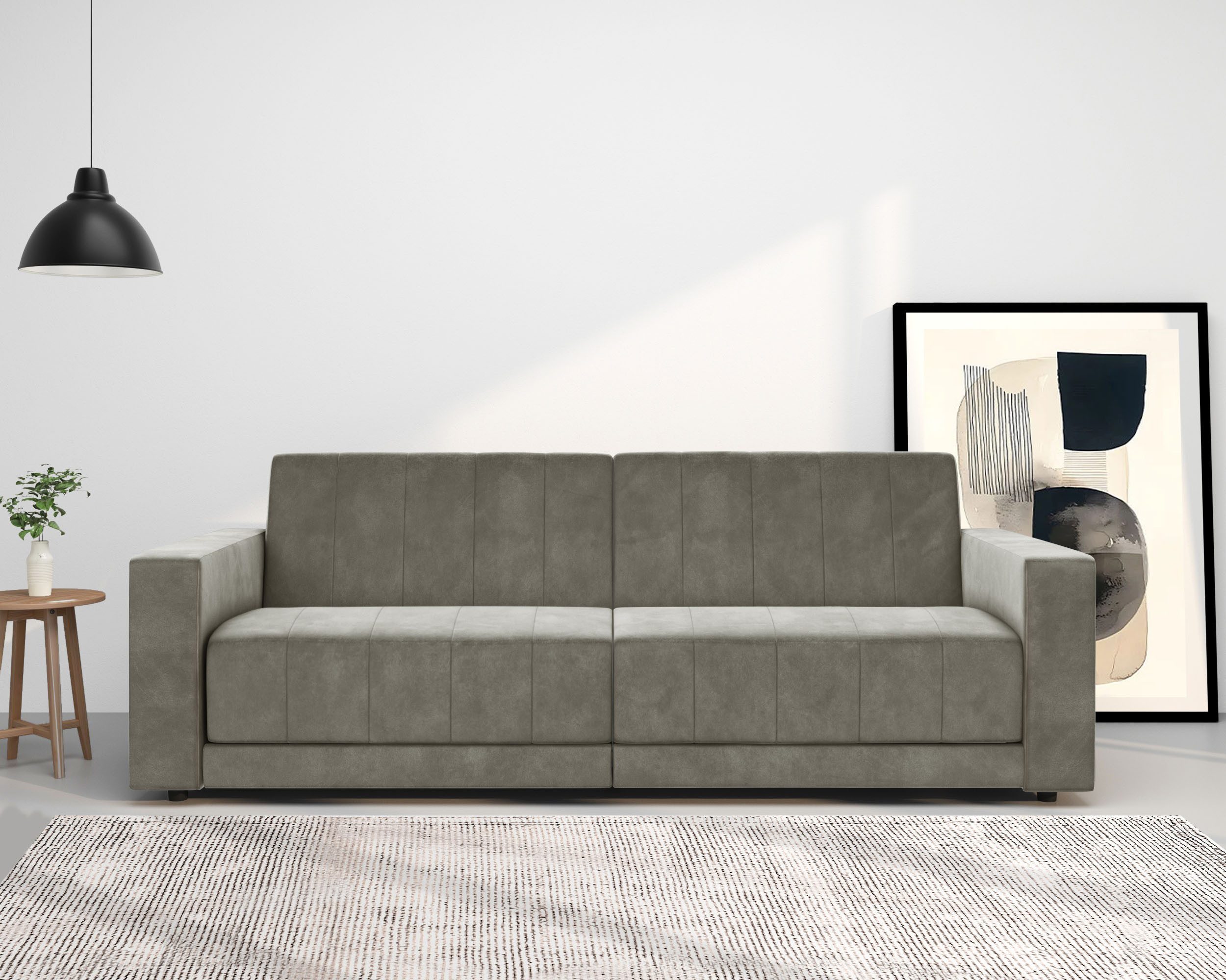Dorel Home 3-Sitzer Allie II Schlafsofa 225 cm, Bett-Funktion (108/190cm), Rückenlehne 2-teilig, mit Steppung