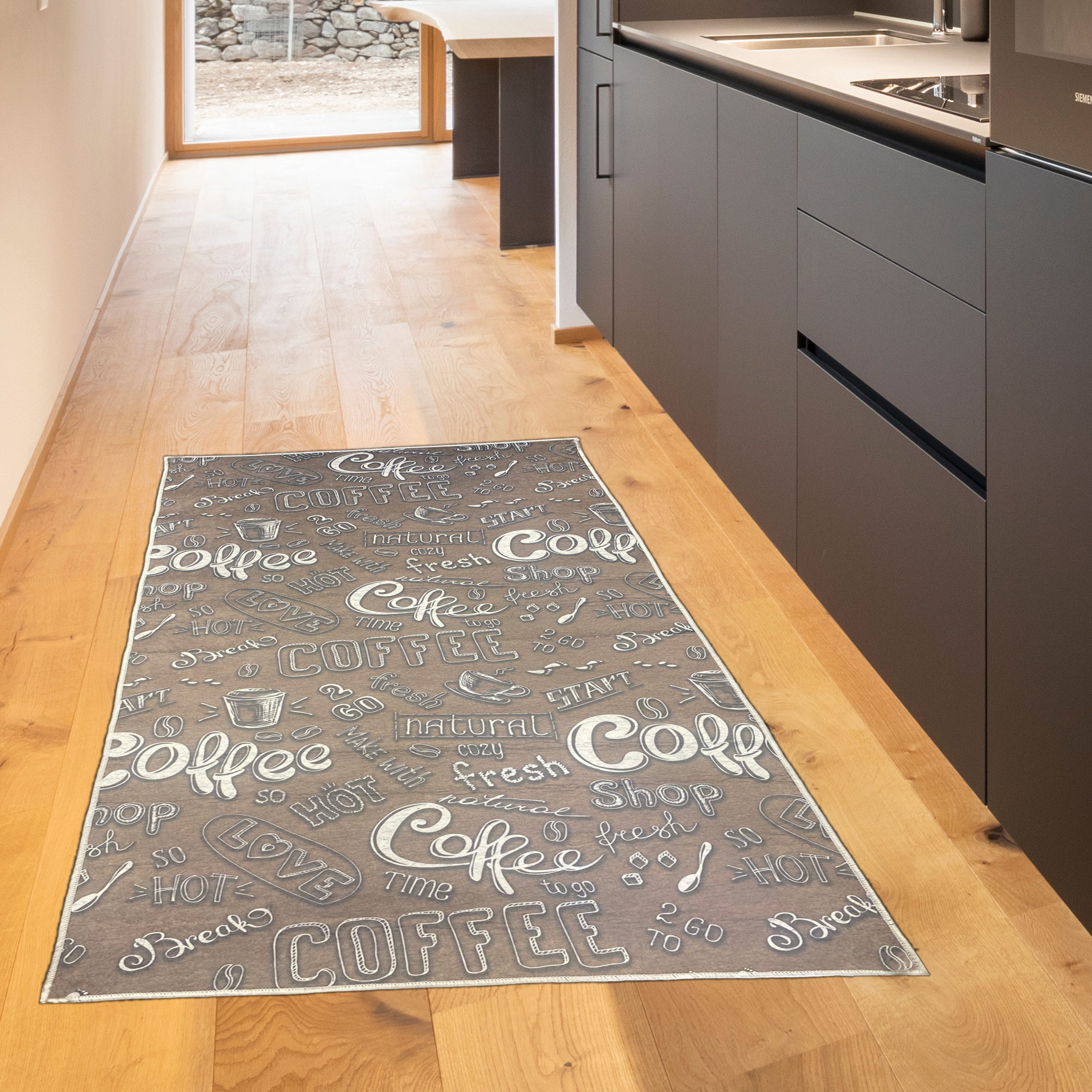 TeppichHome24 Teppich Waschbarer Küchen-Teppich mit „Coffee“ günstig online kaufen