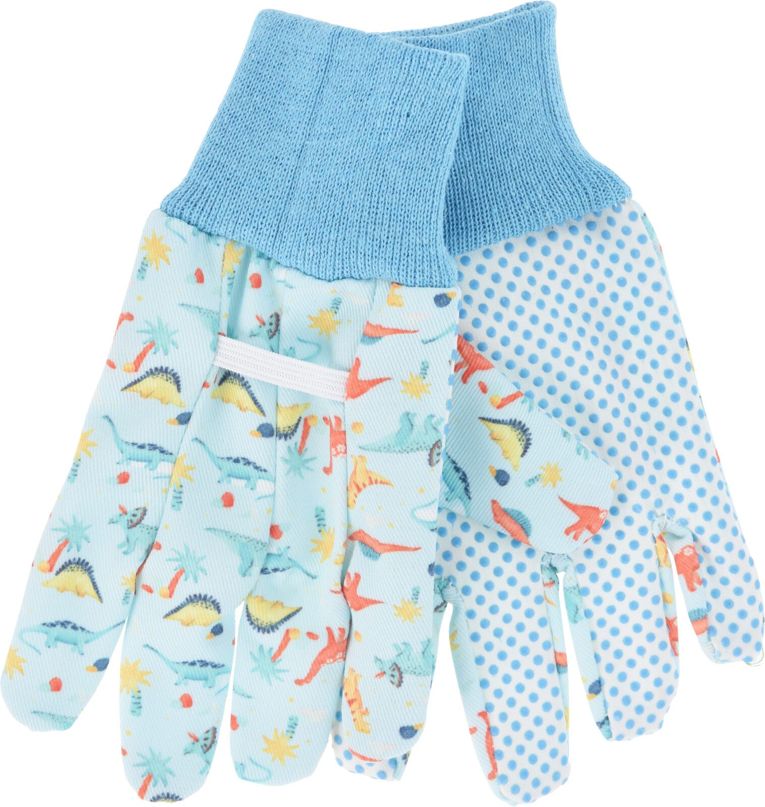 Koopman Gartenhandschuhe Kinderhandschuh Tiermotiv Stoff Einheitsgröße Gelb/Rosa/Grün/Blau (Stück, 1-St., Packung) Kinderhandschuhe, mit Dinosaurier Motiv, Einheitsgröße, Baumwolle