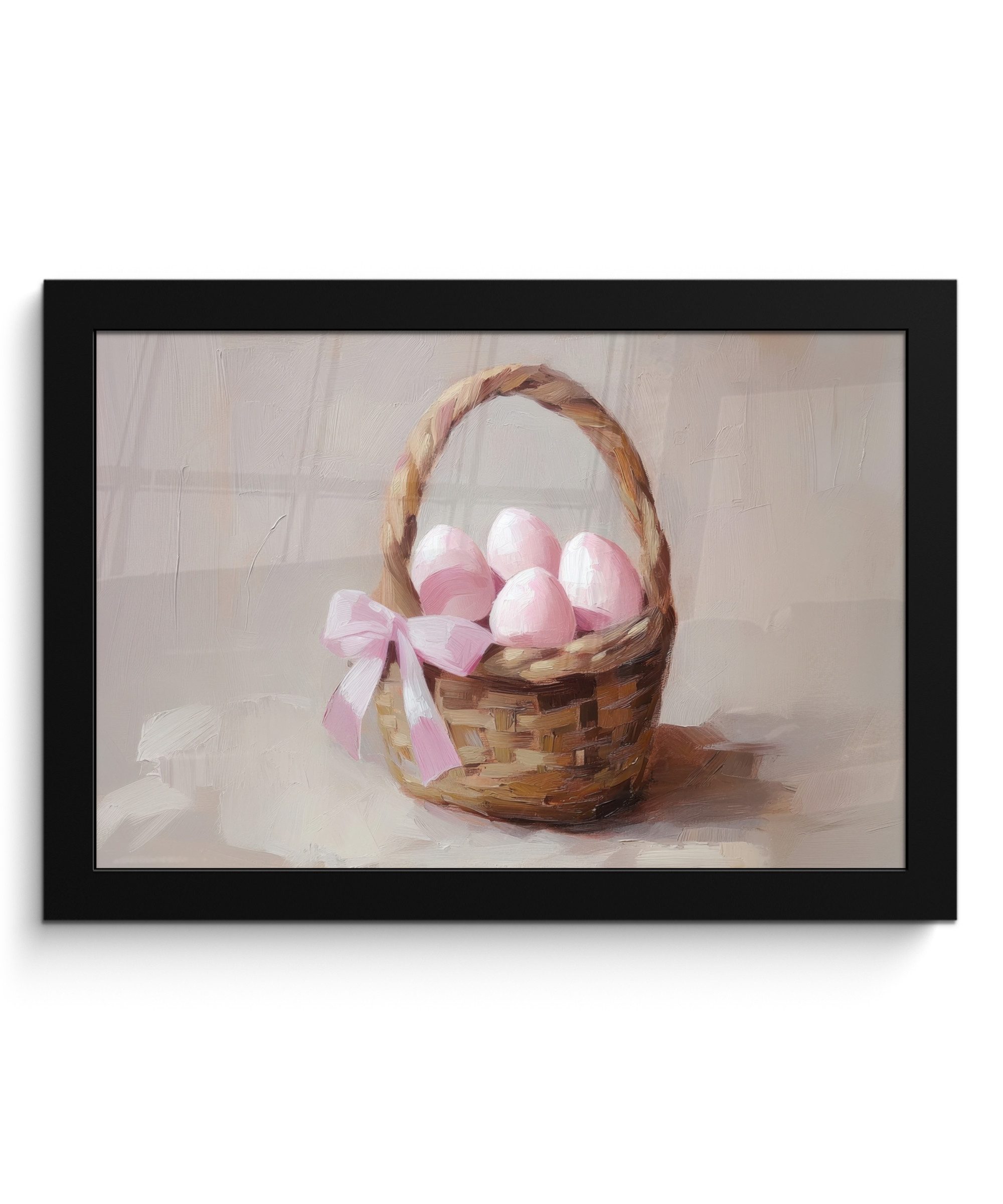 MuchoWow Poster Korb - Eier - Rosa, (1 St), Wandbilder, Deko Wohnzimmer Schlafzimmer, 30x20 cm