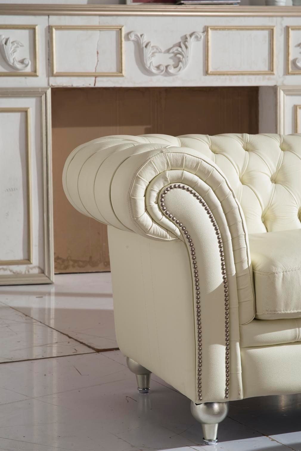 Salottini Polstergarnitur Chesterfield Tees Sofagarnitur 3/2/1 Ledergarnitur, Echtleder