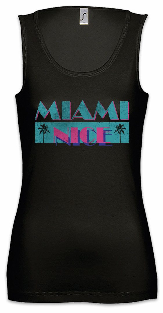 Urban Backwoods Tanktop Miami Nice Ärmelloses Damen T-Shirt USA Florida Holidays Beach Strand Serie Vice Sun Palmen