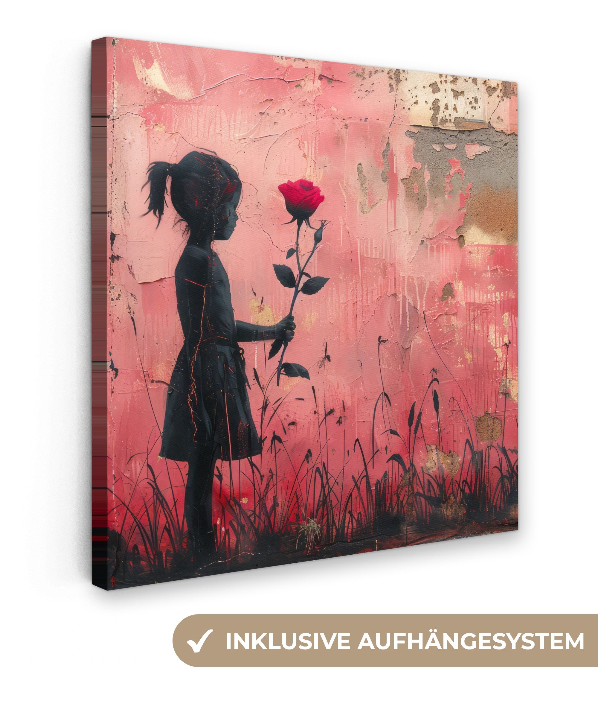 OneMillionCanvasses® Leinwandbild Graffiti - Mädchen - Rosa - Straßenkunst günstig online kaufen