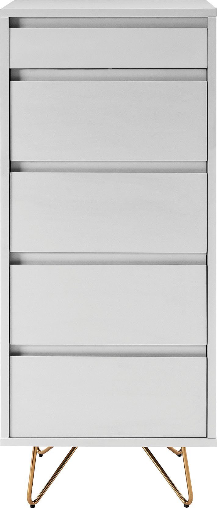 SalesFever Hochkommode Bolton - Elegante Schubkastenkommode, Spiegel im Klappdeckel, Kommode mit Schmuckfach, Schubladenschrank