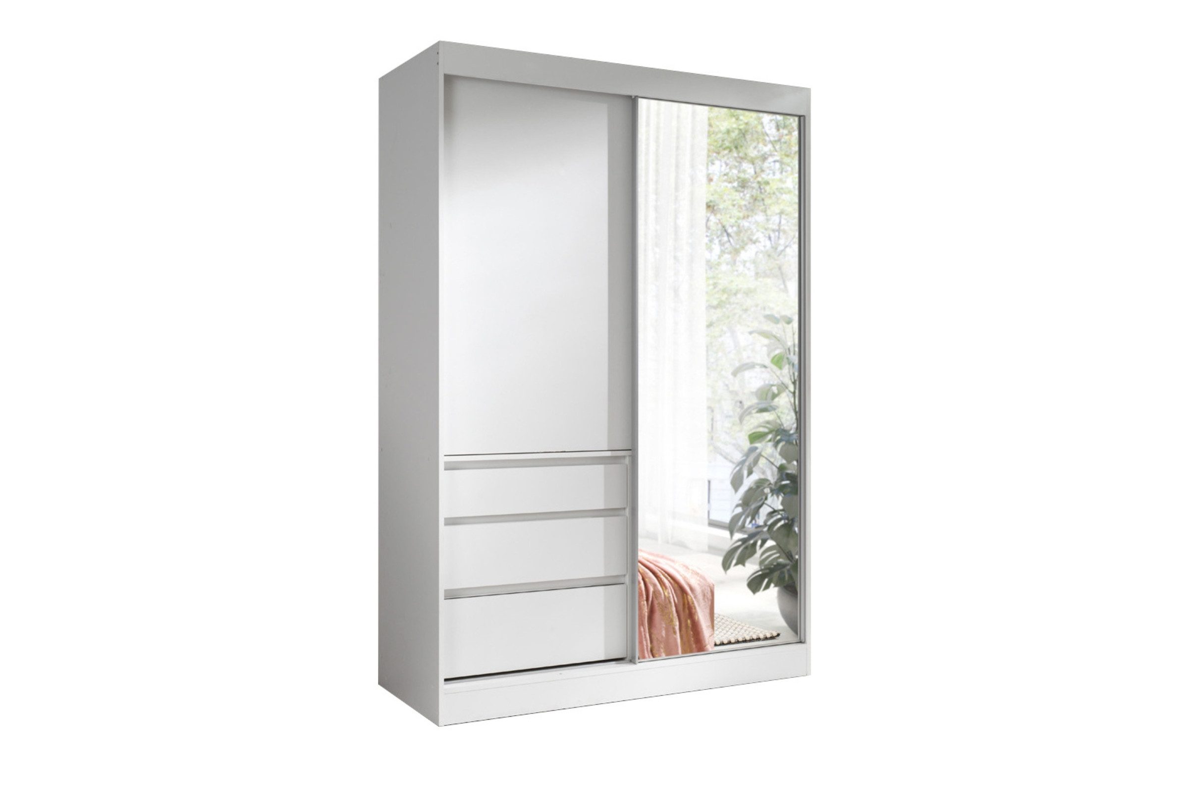 Deine Möbel 24 Schwebetürenschrank HAITI 140 180 cm Weiß Matt Eiche Schwarz günstig online kaufen