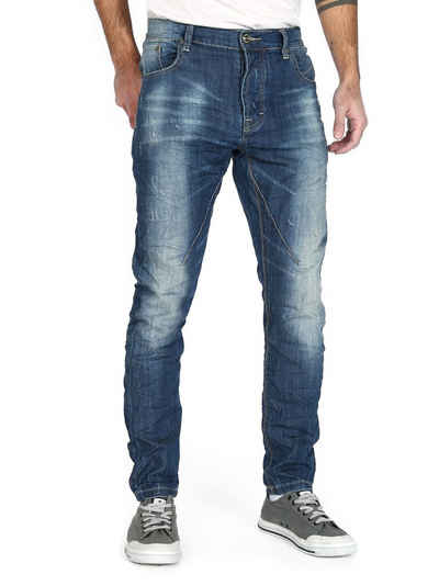 Justing Tapered-fit-Jeans Knitterlook Röhren Stretch Hose - ST-01047#D - Länge 30