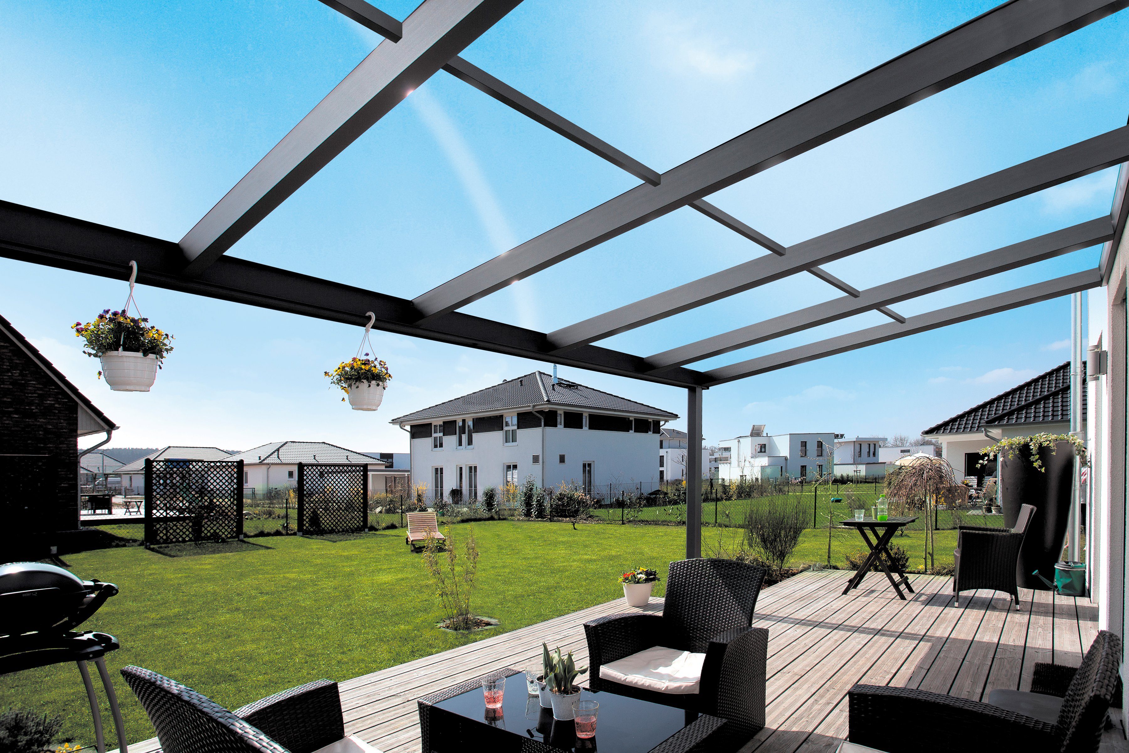 Skanholz Terrassendach Modena, BxT: 541x257 cm, 541 cm Breite, verschiedene Tiefe