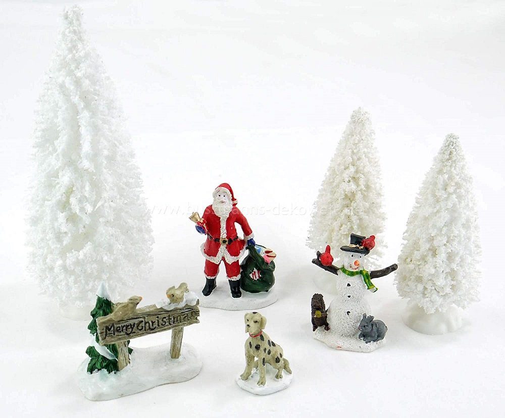 Weihnachtsfigur Weihnachtsdeko Tischdeko Merry Christmas 6 tlg.