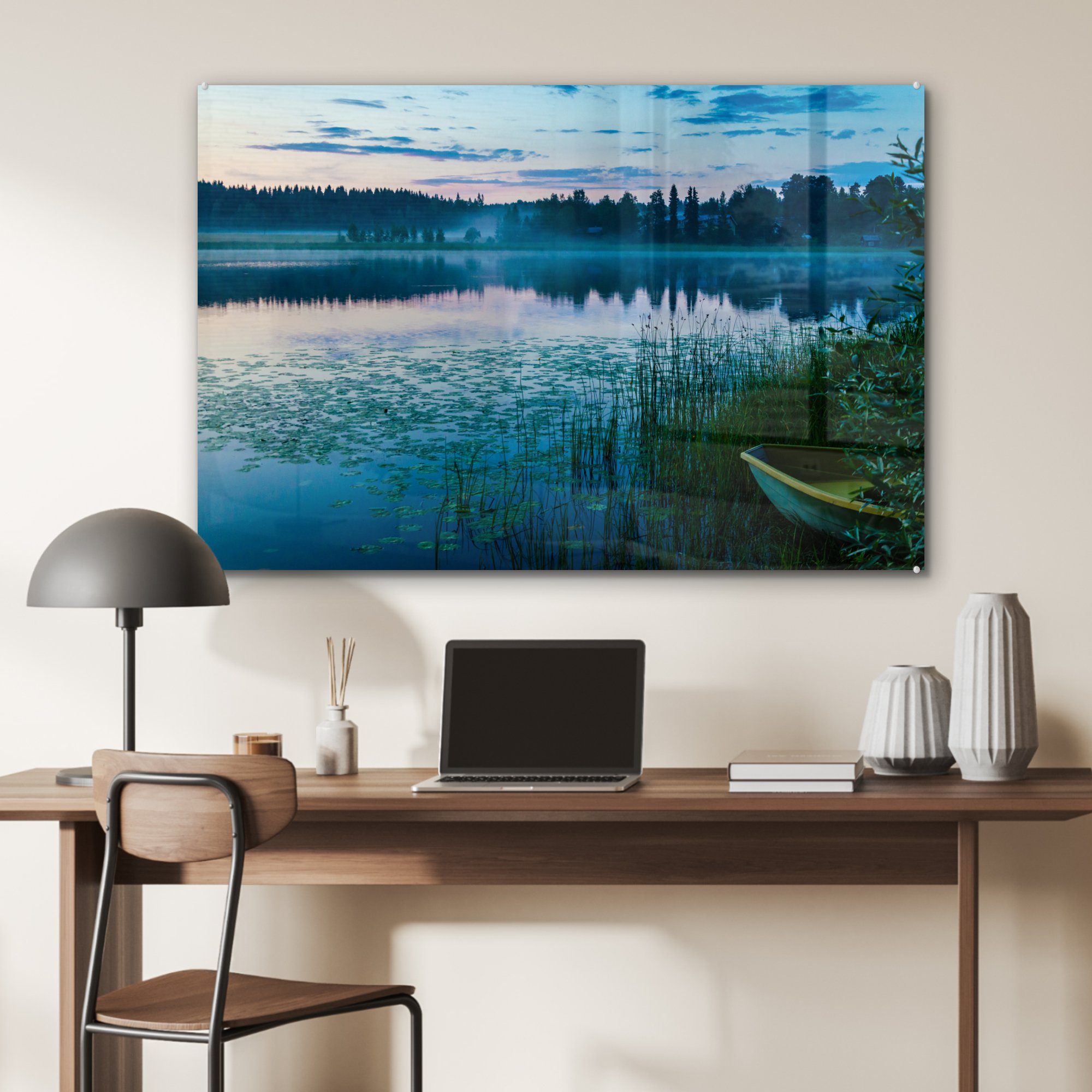 Boot entlang Finnland, des Acrylglasbild St), Wohnzimmer Ufers & (1 Schlafzimmer in MuchoWow Acrylglasbilder