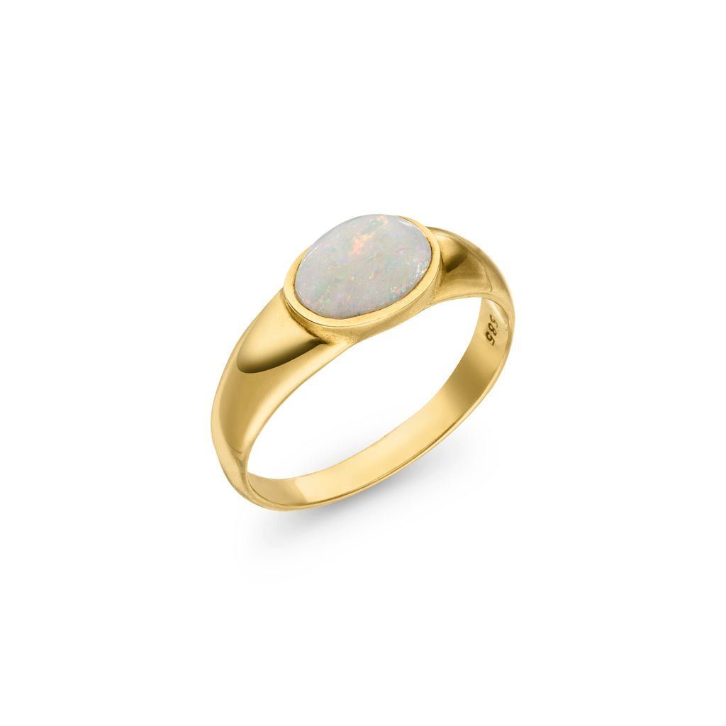 SKIELKA DESIGNSCHMUCK Goldring Opal Ring 1,3 ct. (Gelbgold 585), hochwertige Goldschmiedearbeit aus Deutschland