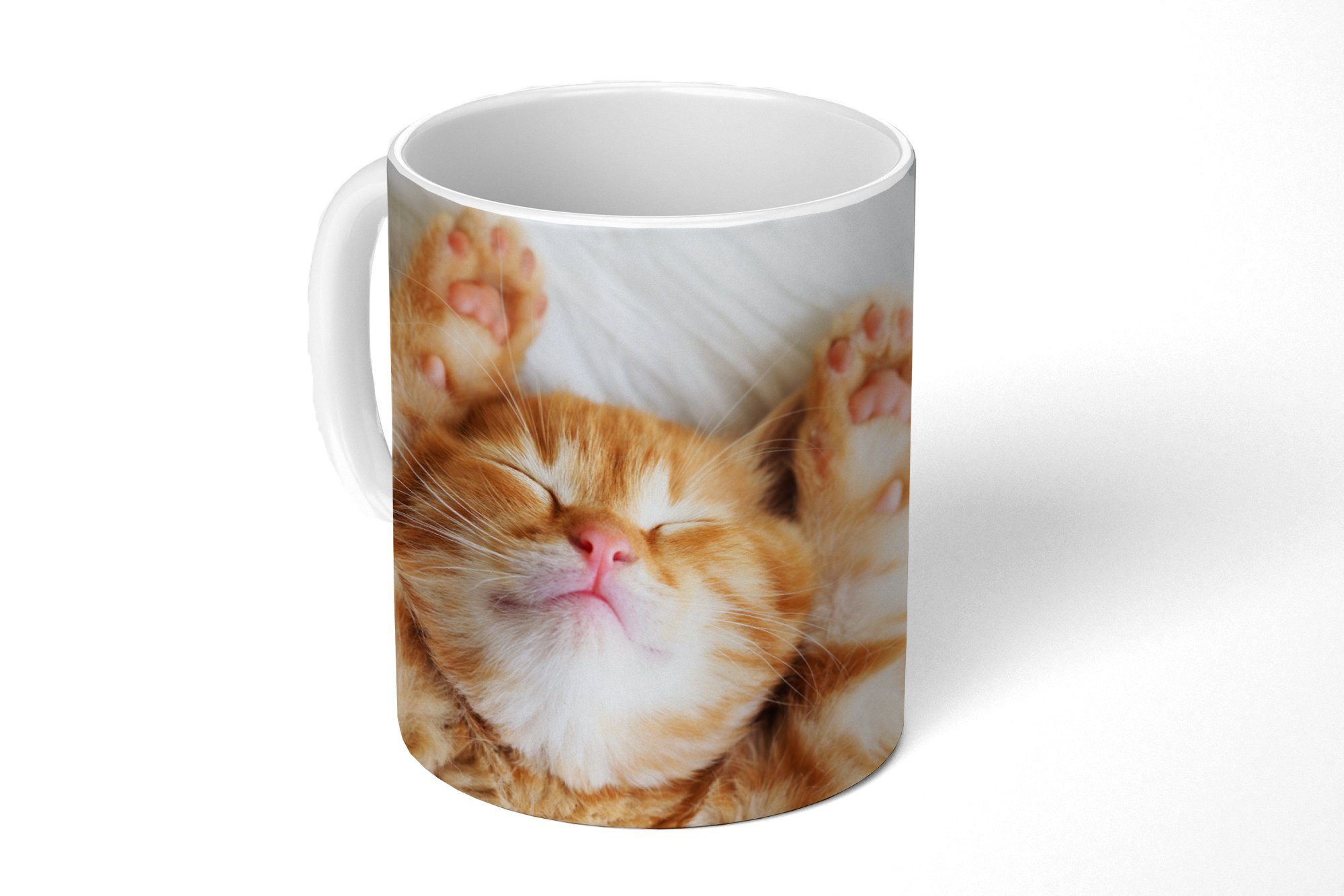 MuchoWow Tasse Katze - Rot - Haustiere - Kätzchen, 1-tlg., Keramik, Kaffeetassen, Teetasse, Becher, Kaffeebecher, Geschenk