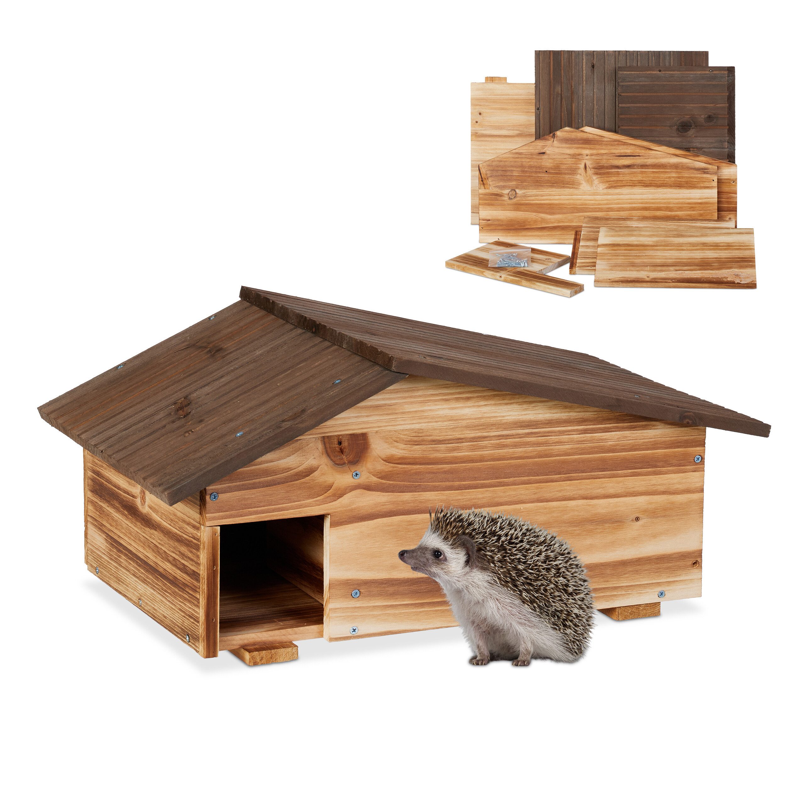 relaxdays Igelhaus mit Boden, geflammt