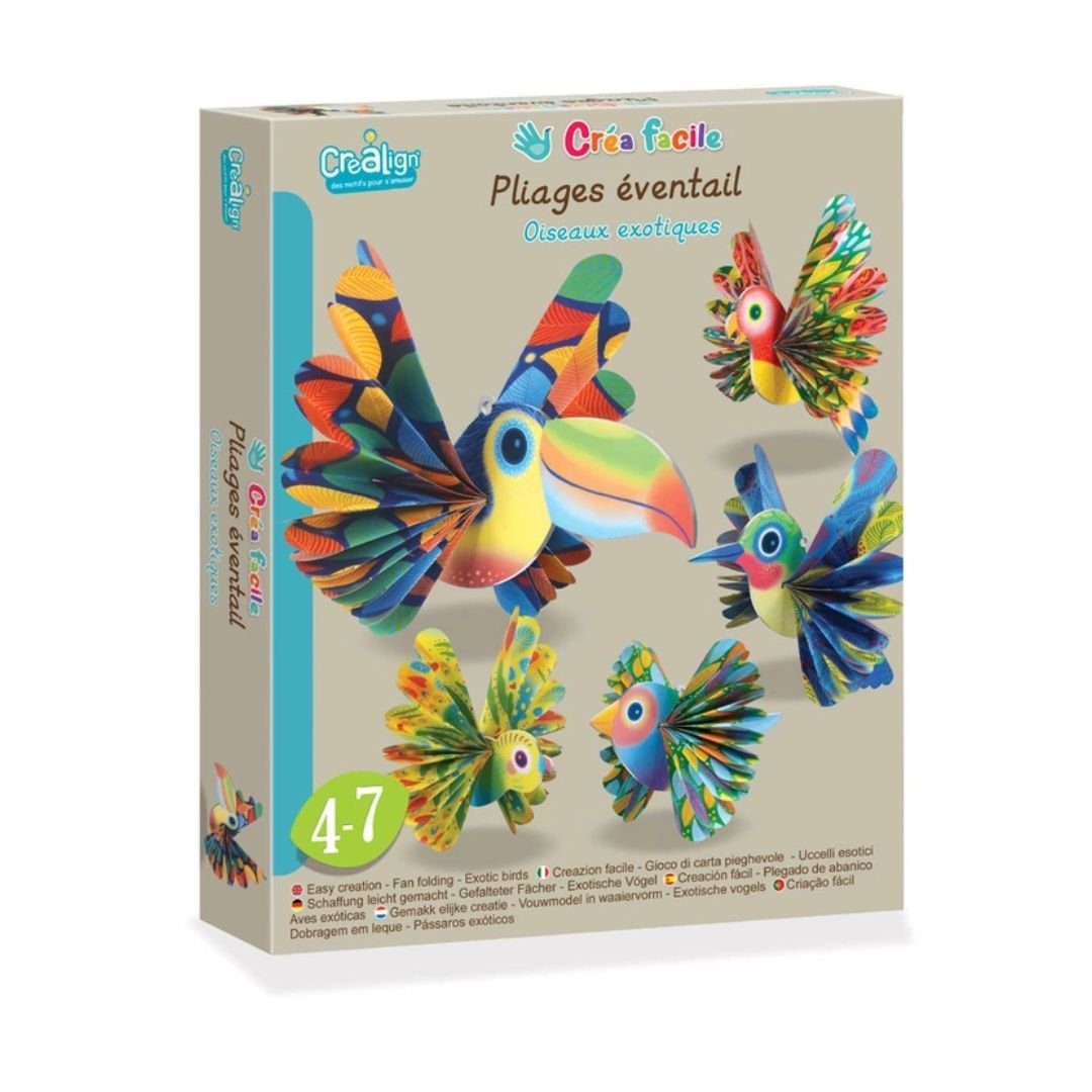 suebidou Handfächer Erstelle Fächer „Exotische Vögel“ Kreativer Bastelspaß Falttechnik, nachhaltig, kreativ