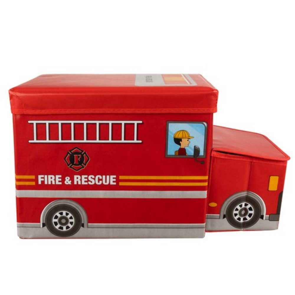 KRUZZEL Toy Chest Fire Engine Toy Storage Boxes (Value Pack, 1 pc., foldable), space-saving storage, made of easy-care material