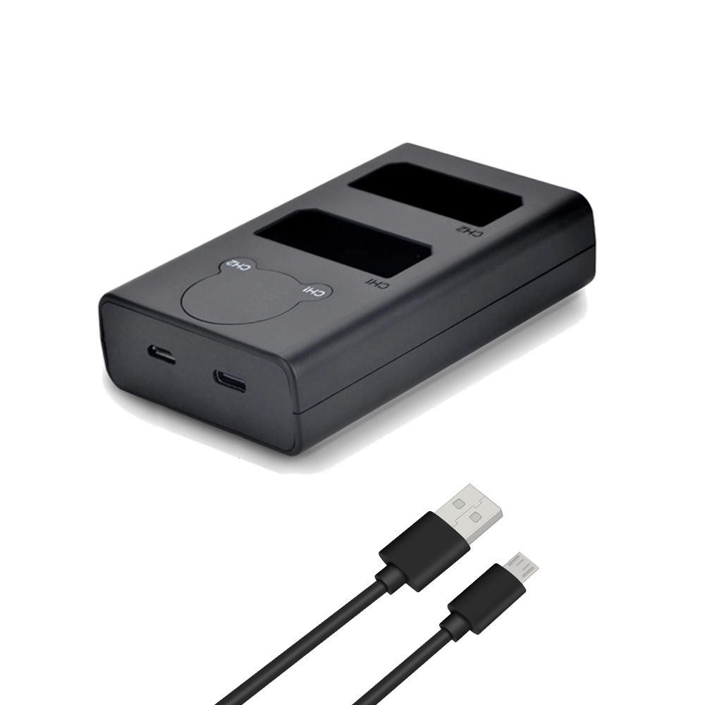 Trade-Shop Lader passend für Canon EOS 1100D 1200D 1300D 2000D 4000D Kamera-Ladegerät (mit Micro-USB und USB-C Anschluss)