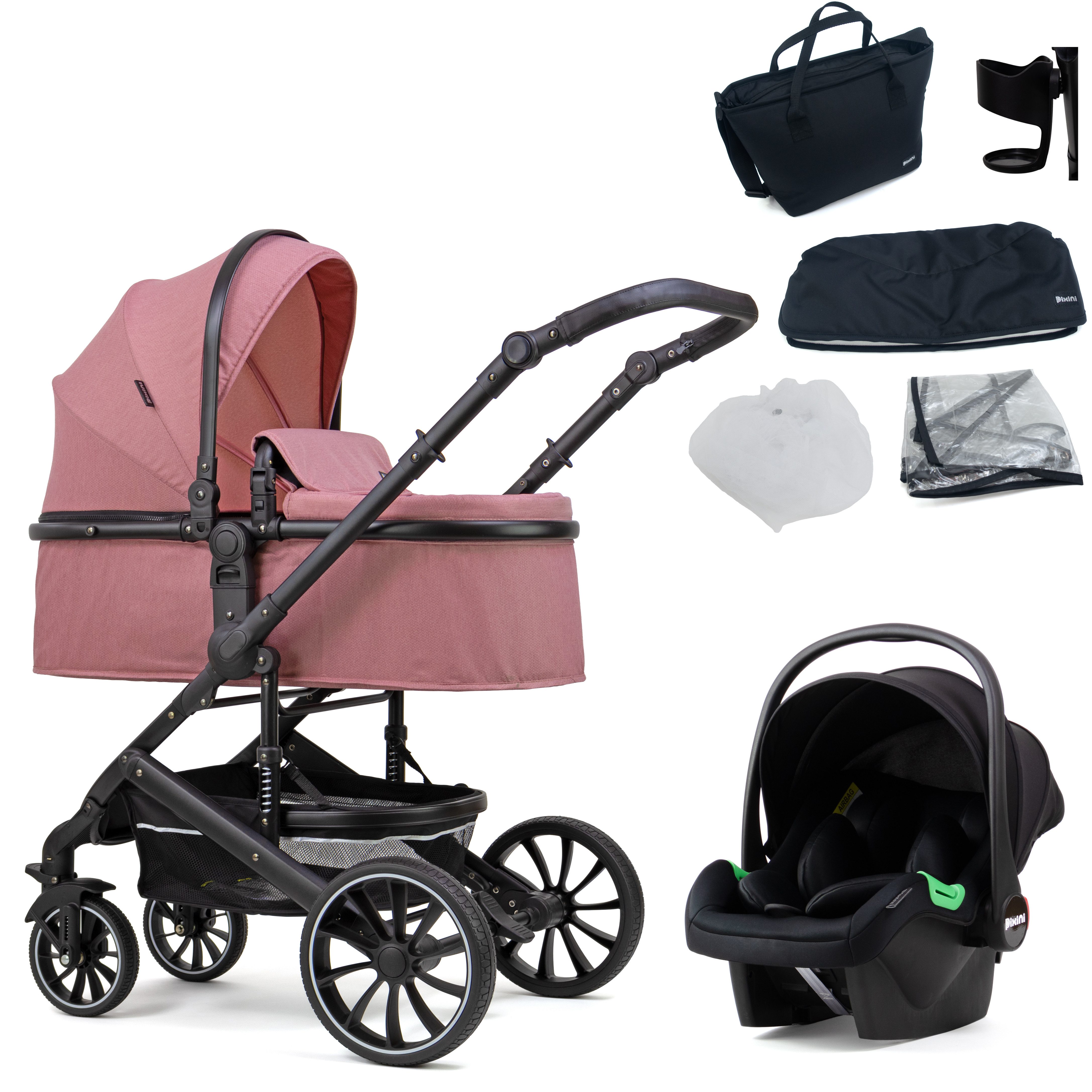 Pixini Kombi-Kinderwagen Pixini Kalani Kinderwagen 3in1 Set, Sicherheitsbügel