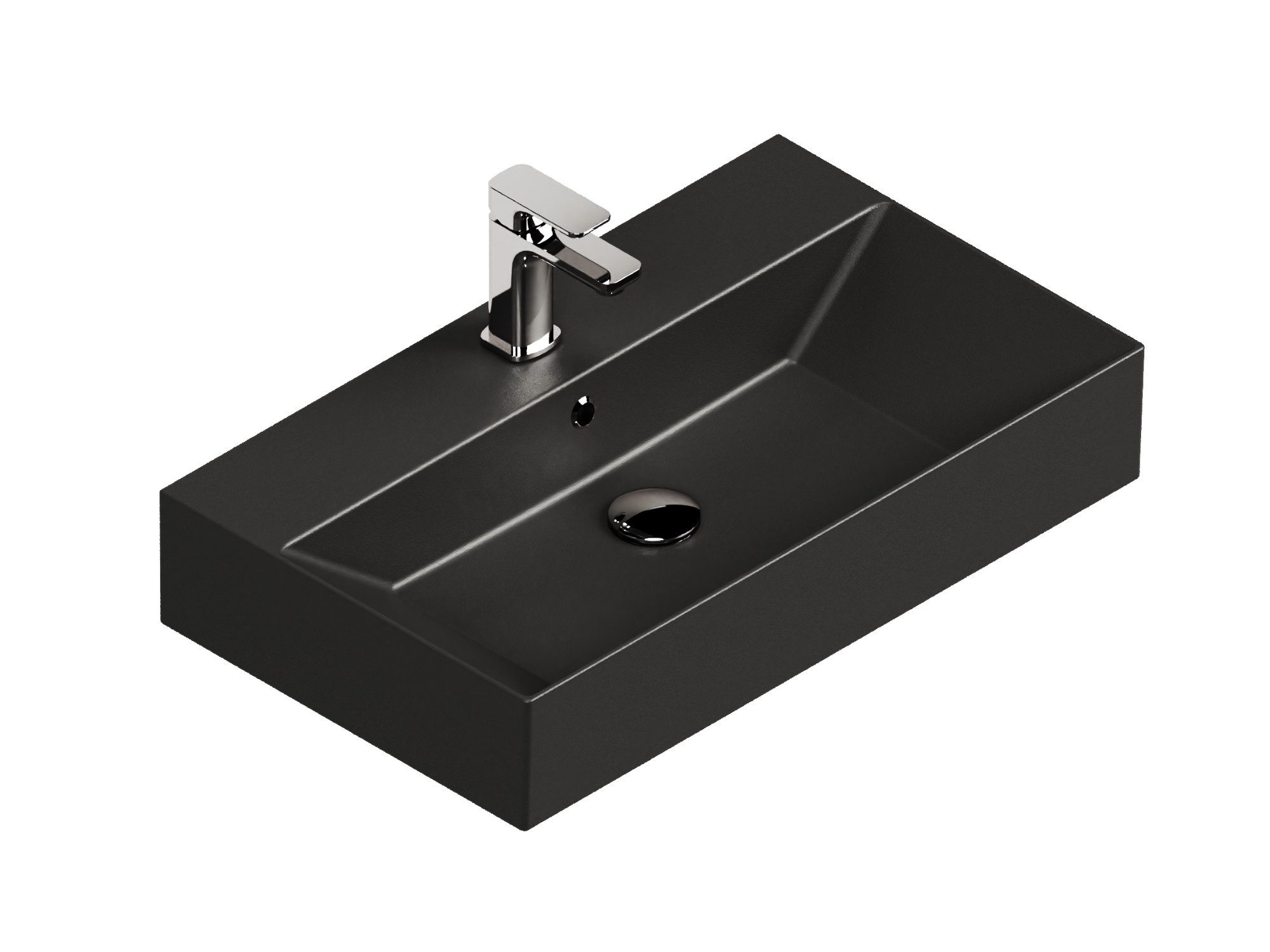 Aqua Bagno Waschbecken Aufsatzwaschbecken 70cm schwarz matt wandhängend Waschtisch (Packung)
