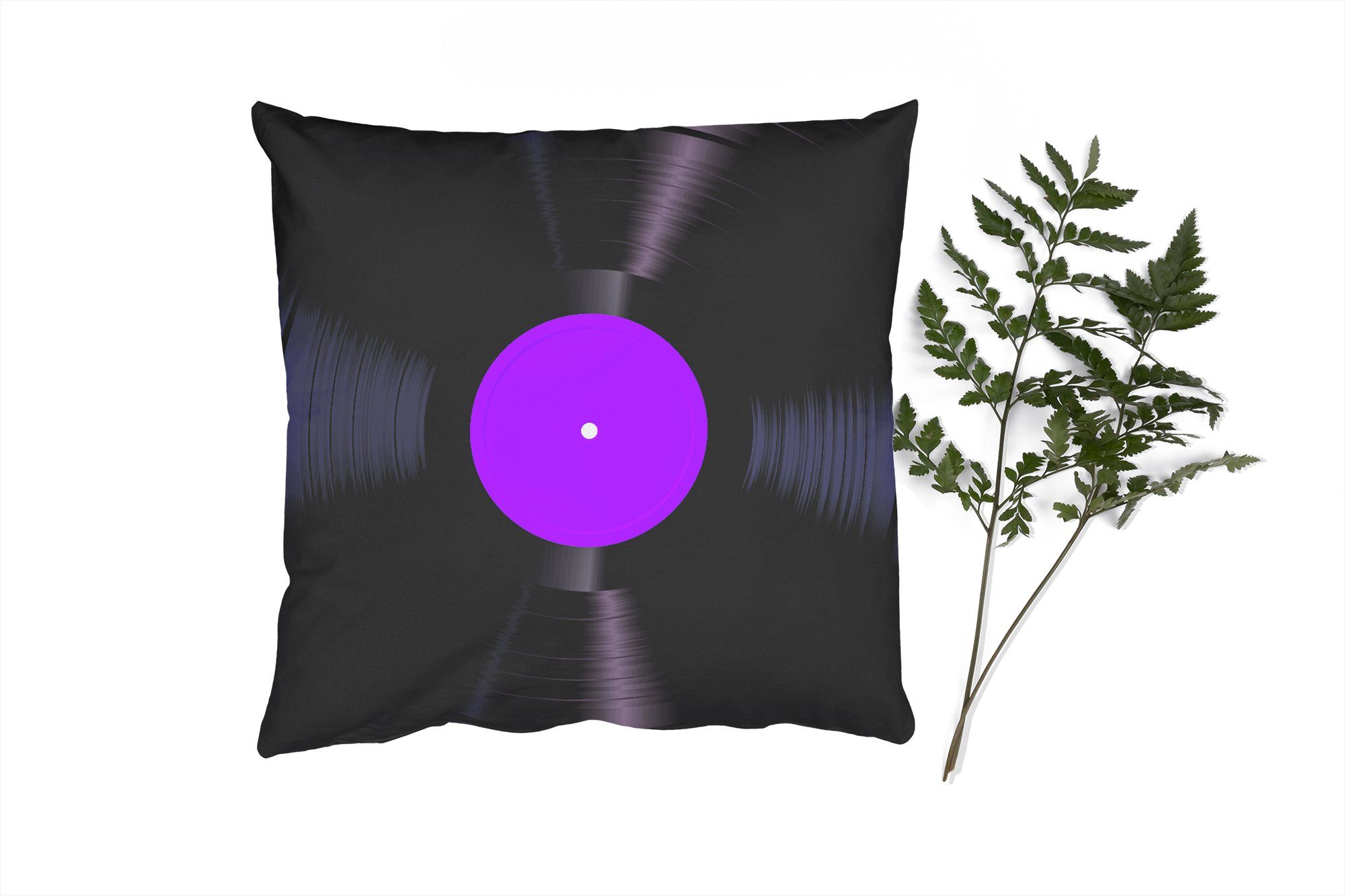 MuchoWow Dekokissen Schallplatten - Lila - Wohzimmer, Sofakissen Füllung Retro, Deko, mit Schlafzimmer, - Zierkissen Vinyl für