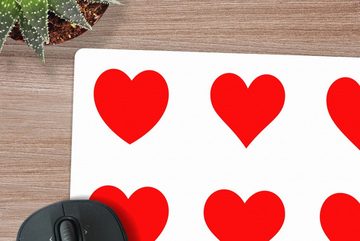 MuchoWow Gaming Mauspad Eine Illustration mit neun roten Herzen (1-St), Mousepad mit Rutschfester Unterseite, Gaming, 40x40 cm, XXL, Großes