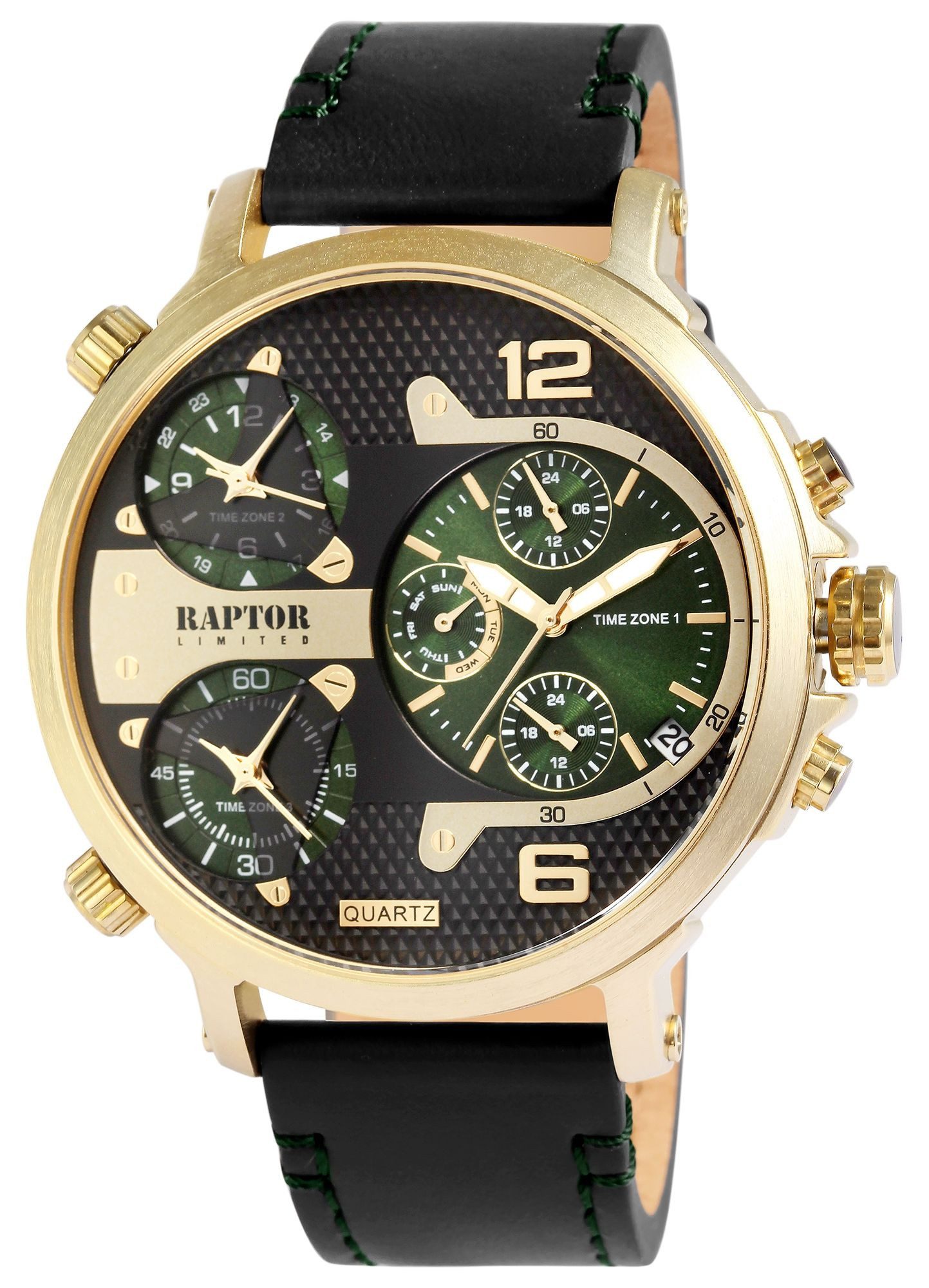 Raptor Limited Quarzuhr Maxx mit Echtlederband, Datumsanzeige, inkl. Gesche günstig online kaufen