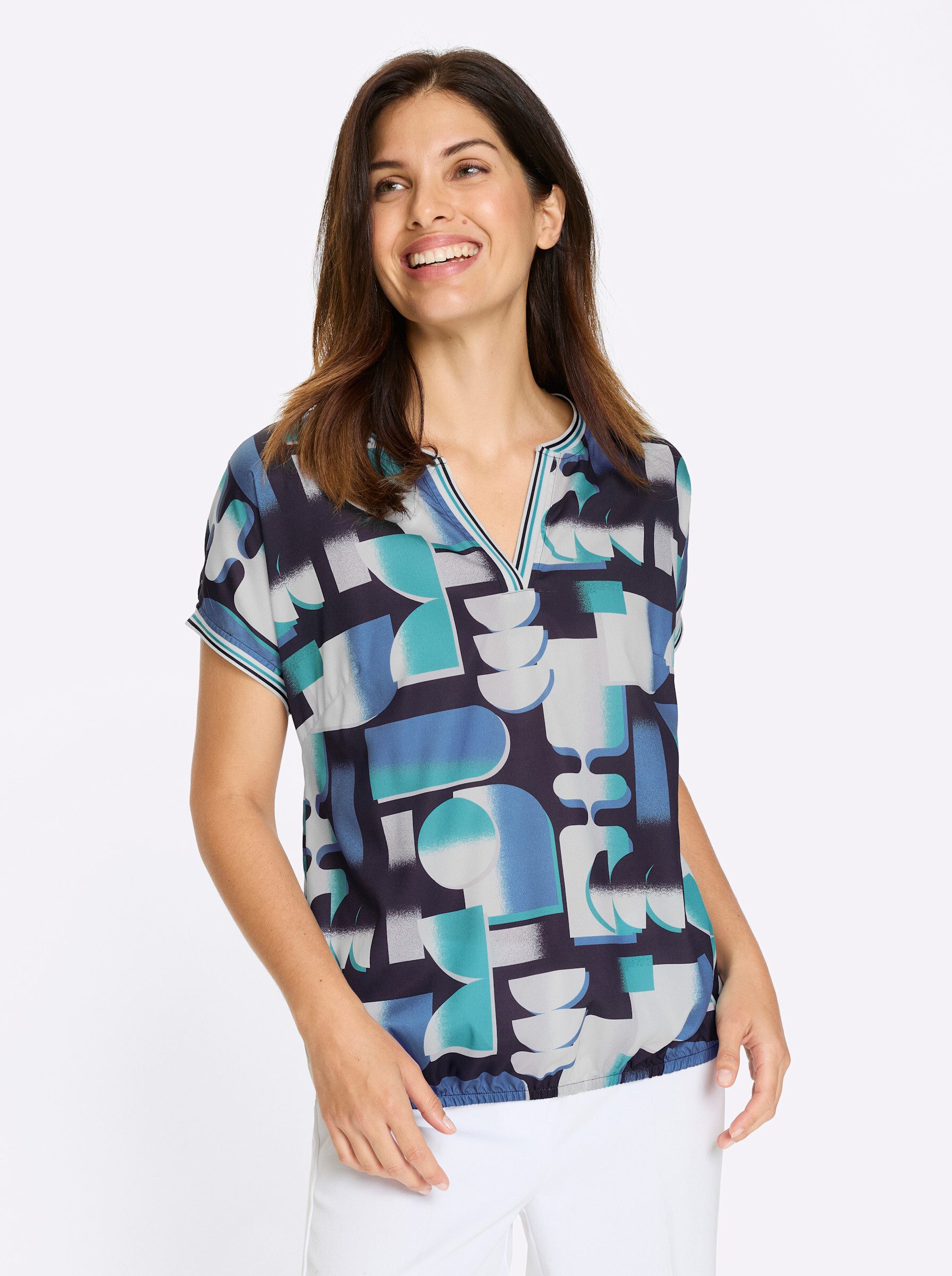 Klassische Bluse Schlupfbluse Kurzarm